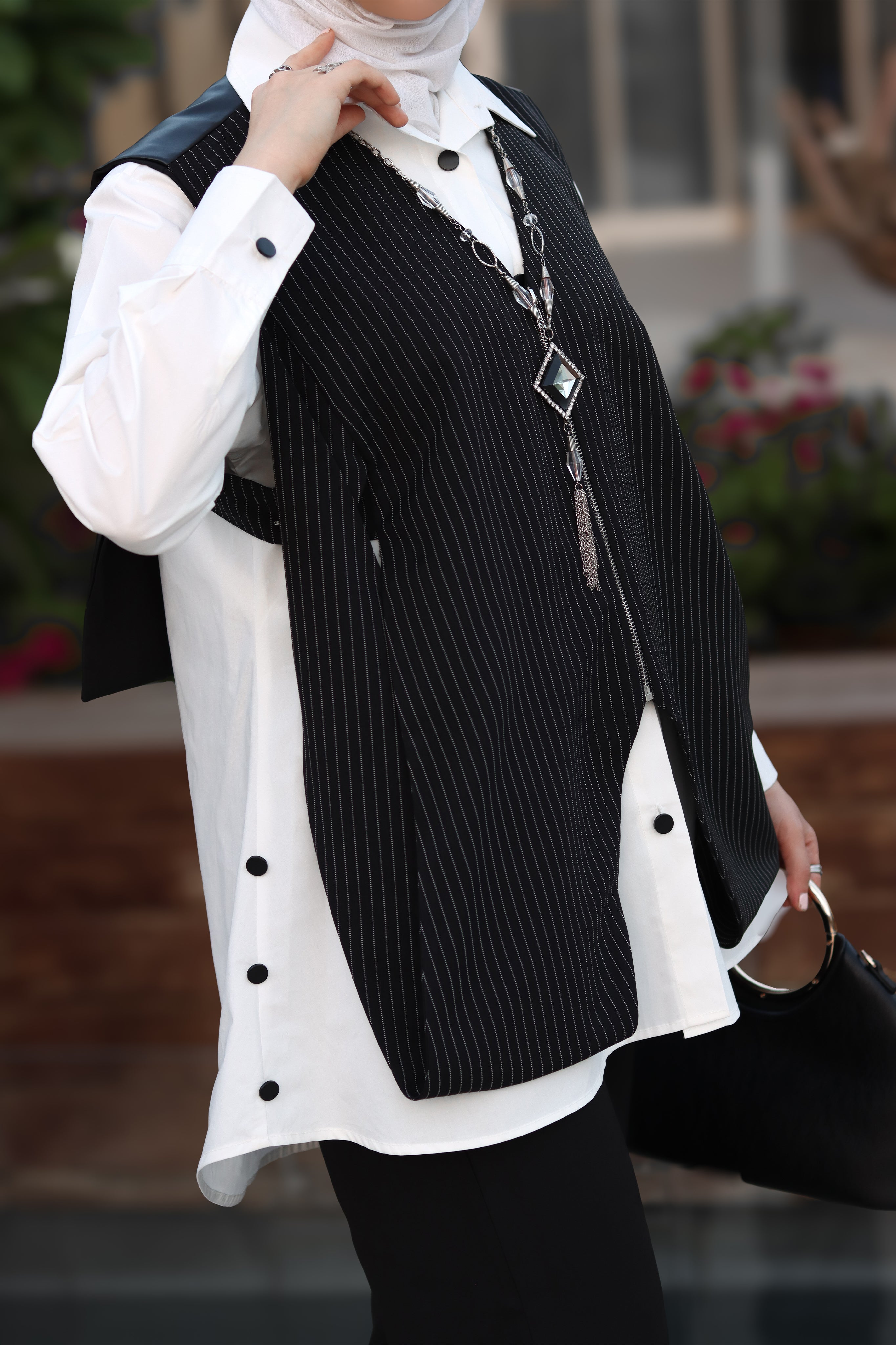 Pinstripe Harmony Poplin & Chamois Vest Set