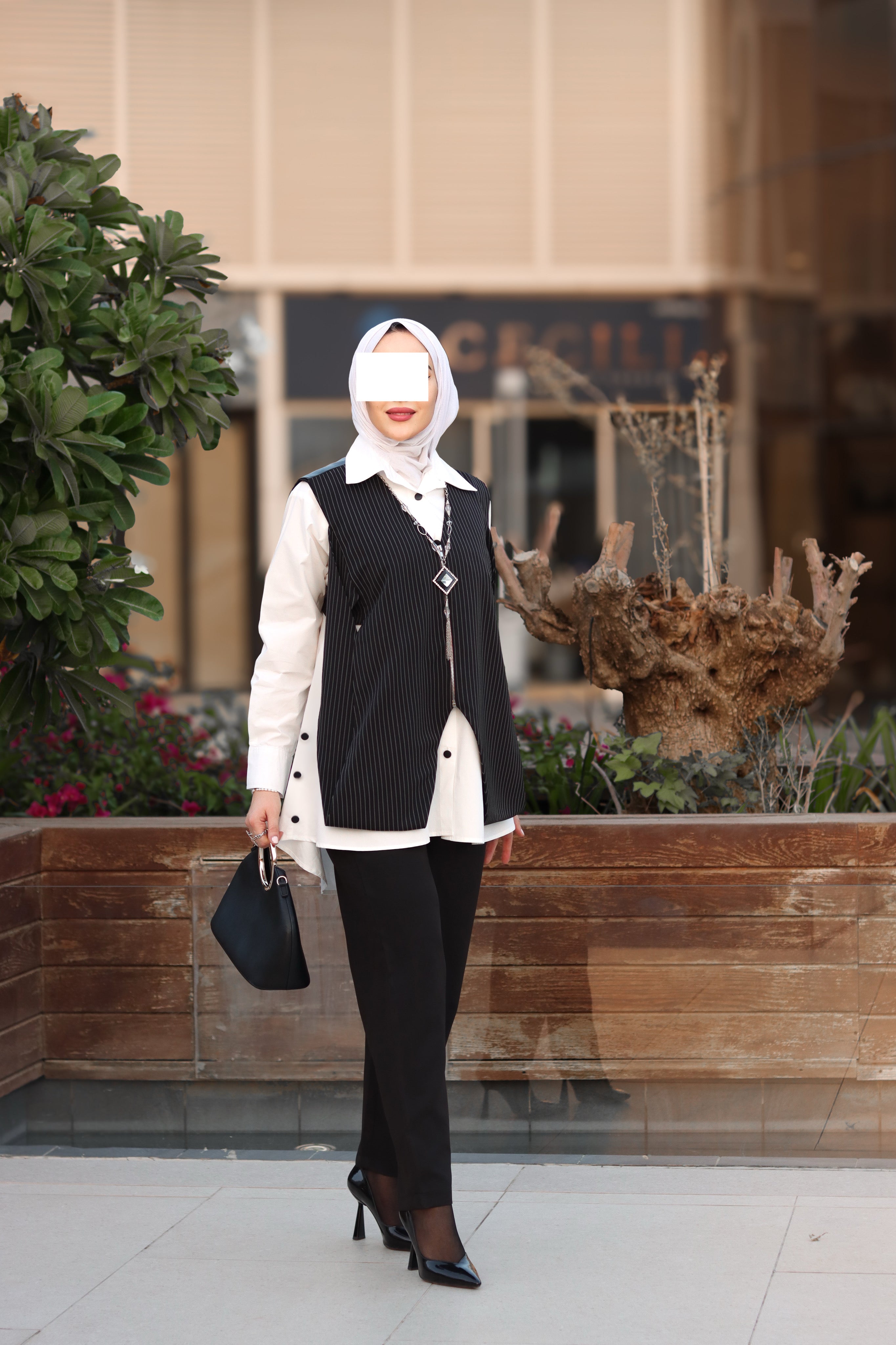 Pinstripe Harmony Poplin & Chamois Vest Set