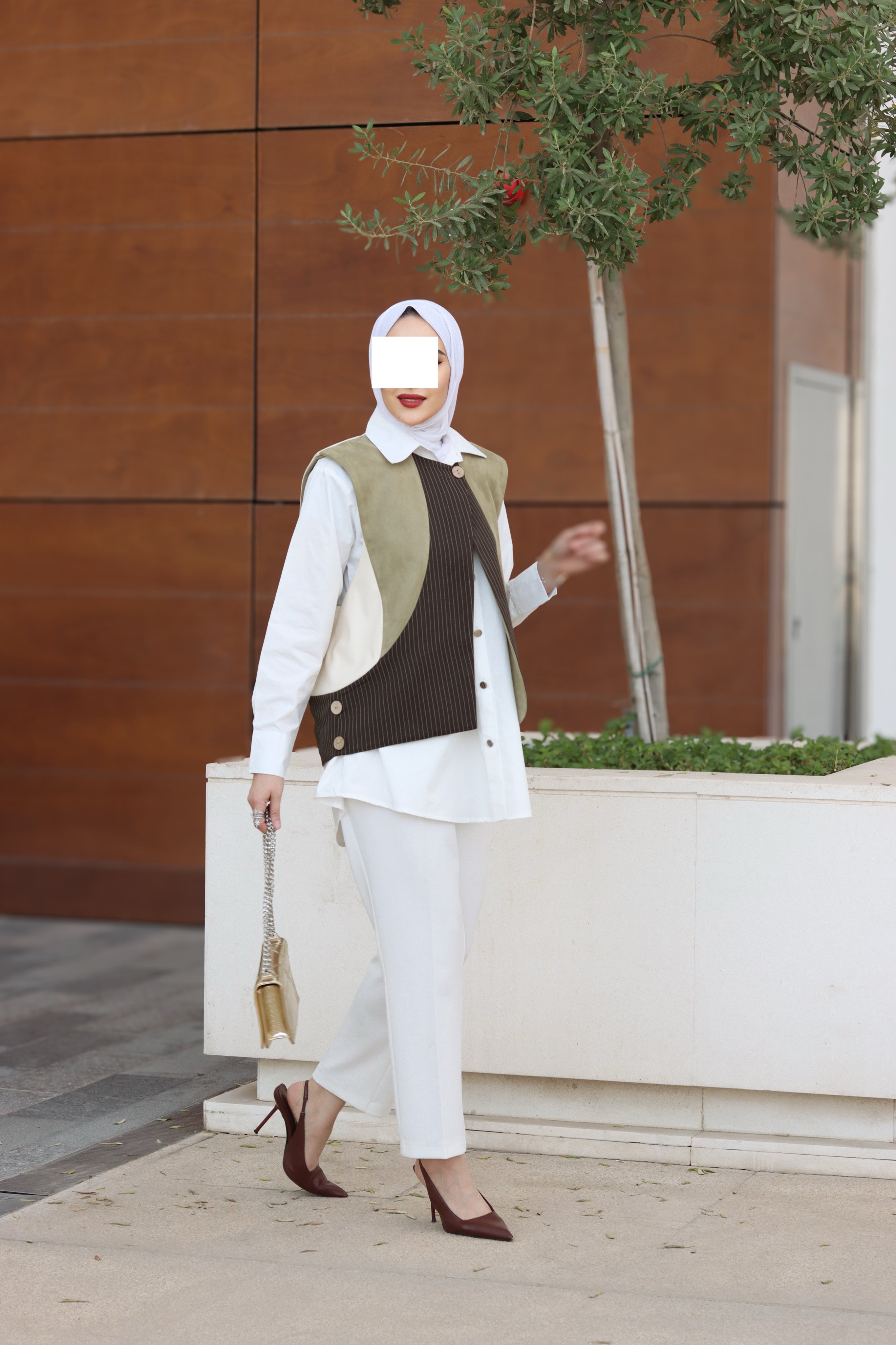 Sage Drift Poplin & Chamois Vest Set