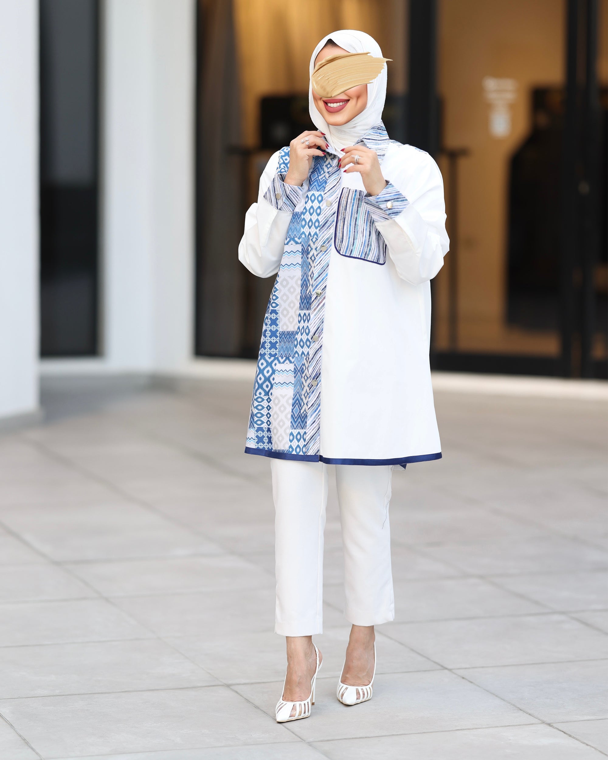 Azure Mosaic Poplin Shirt