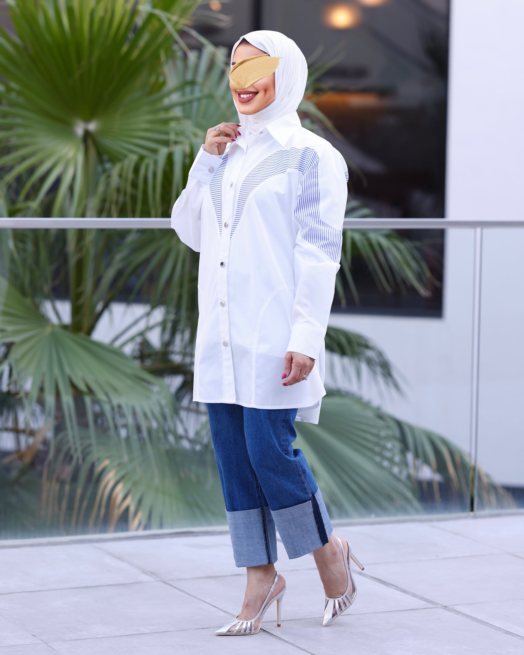 قميص البوبلين بتصميم الأمواج