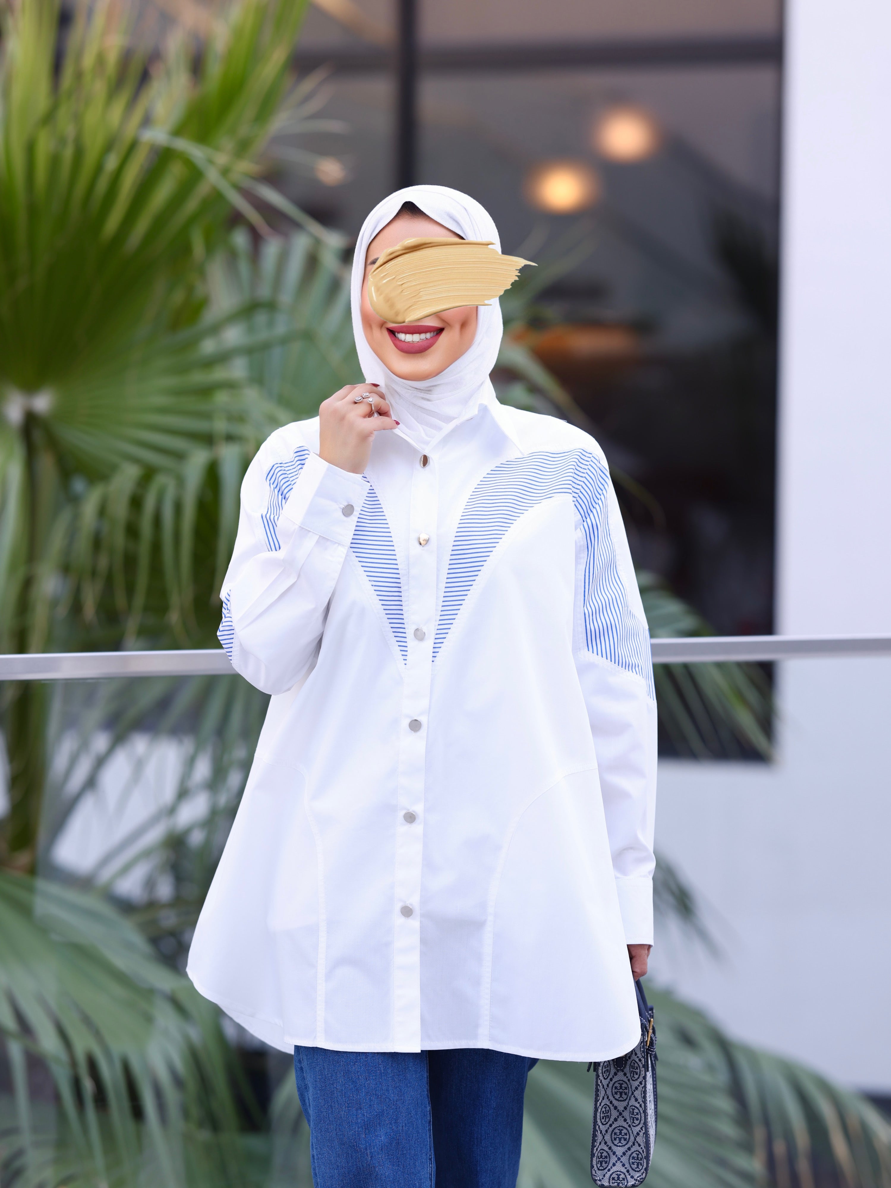 قميص البوبلين بتصميم الأمواج