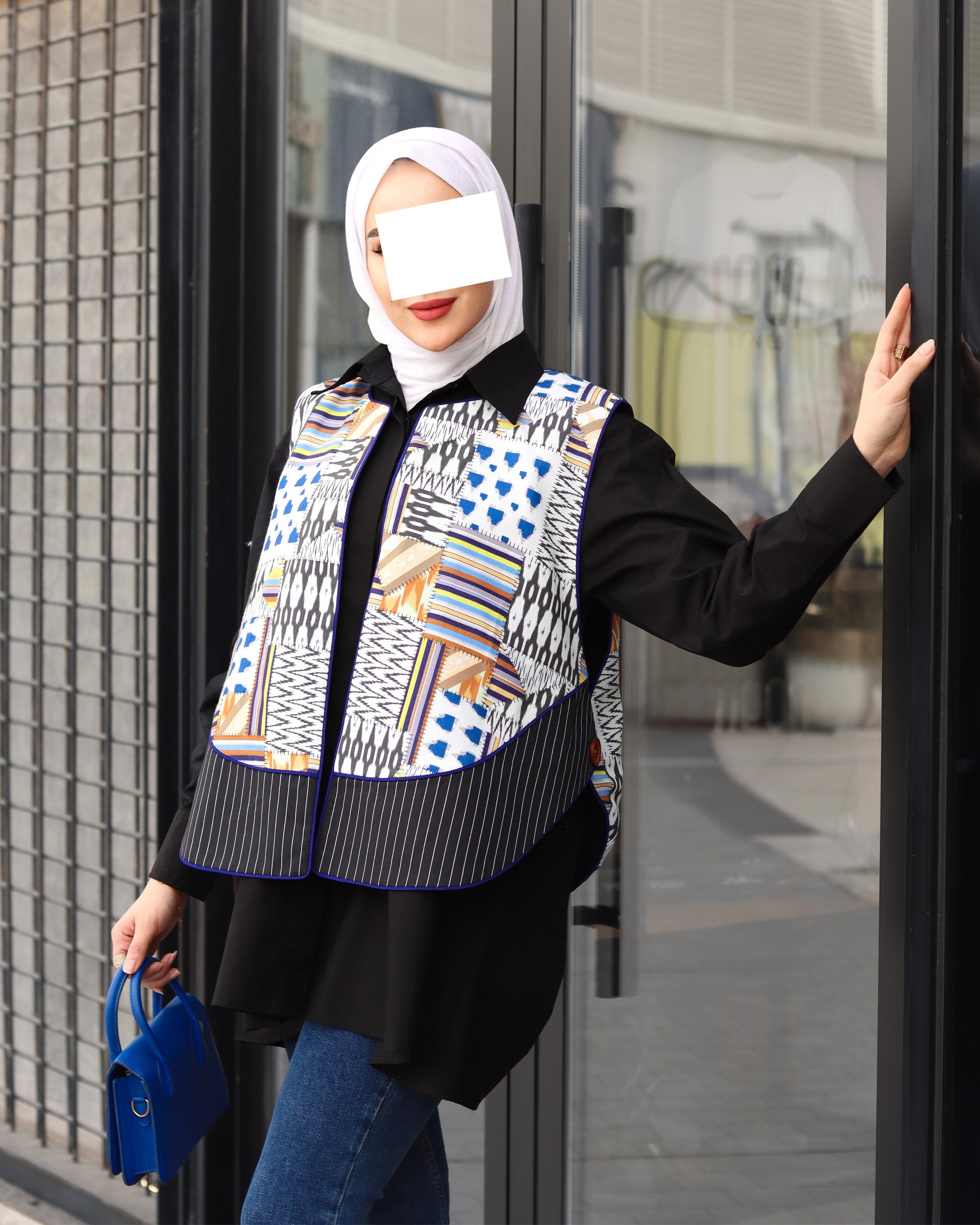 Artistic Patchwork Poplin Shirt & Vest