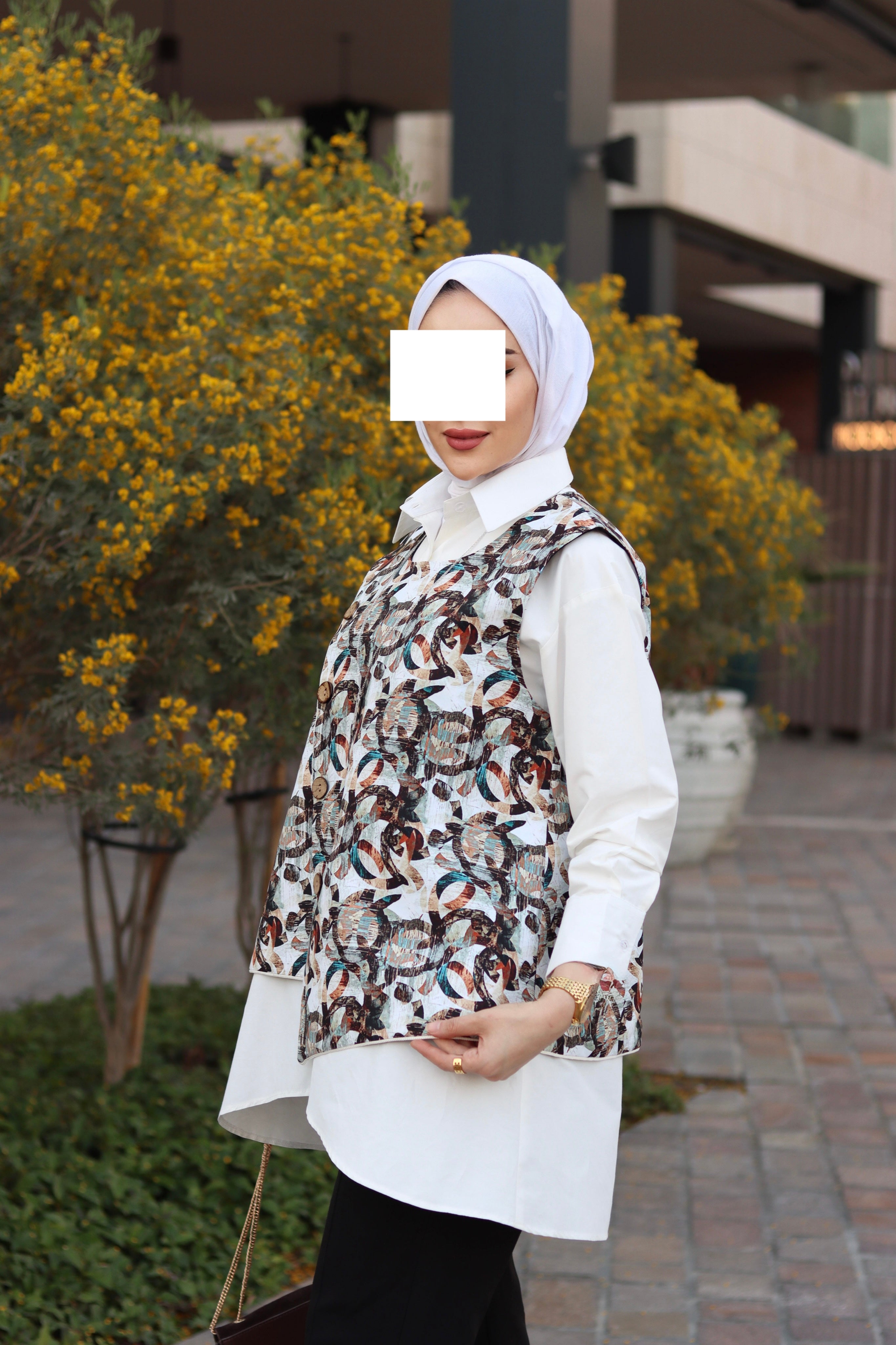 Abstract Harmony Poplin Shirt & Vest