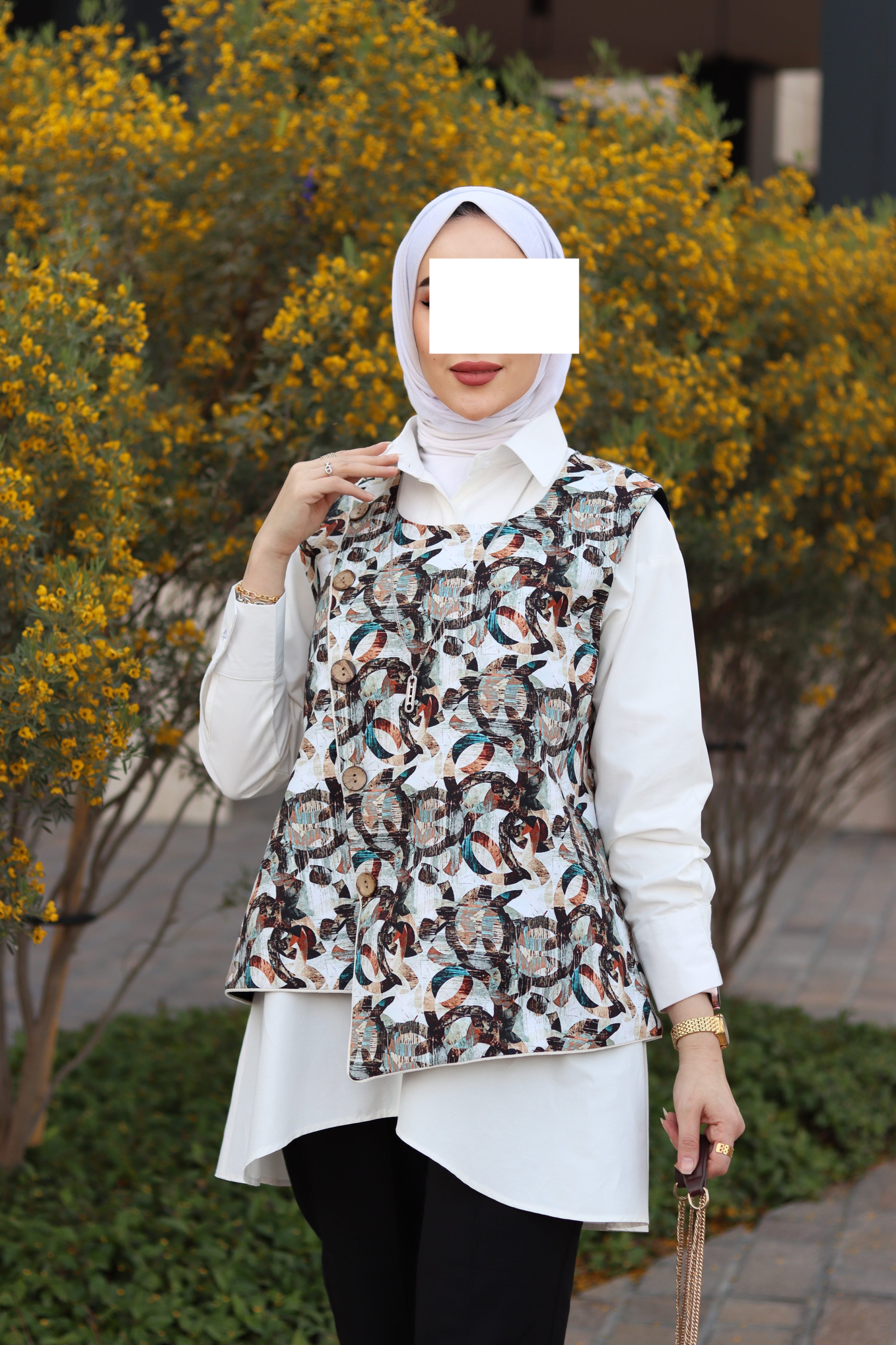 Abstract Harmony Poplin Shirt & Vest
