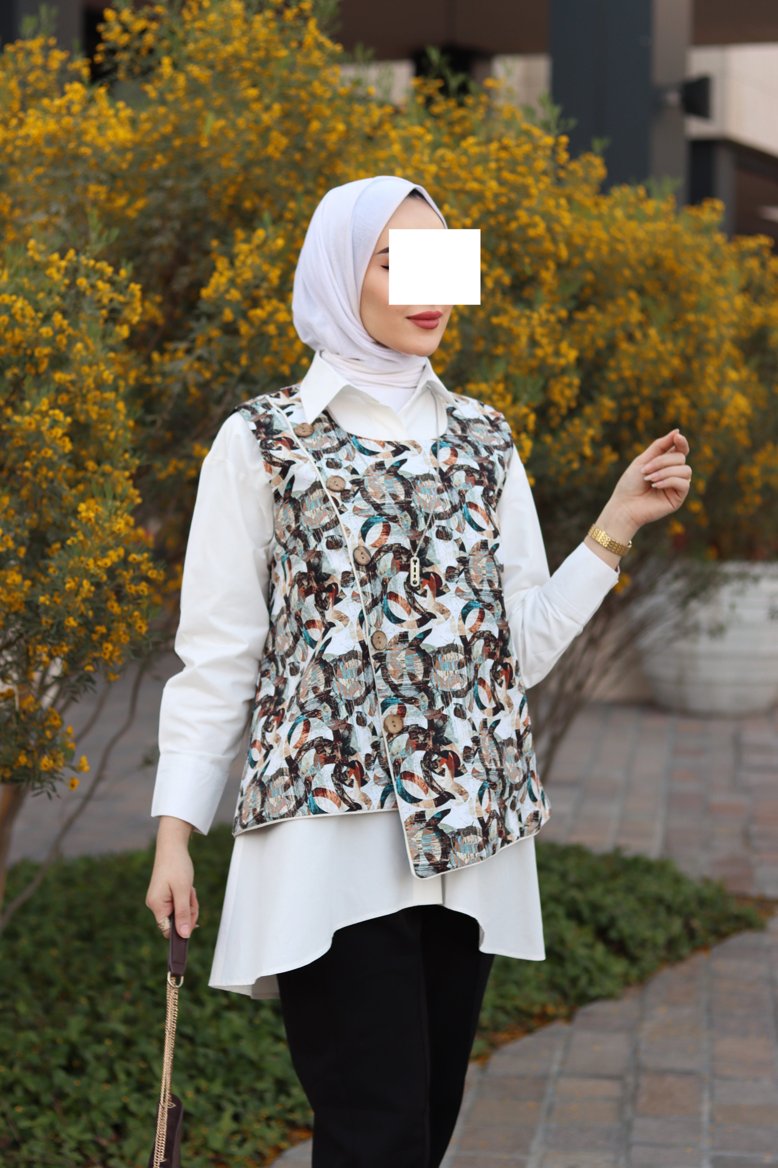 Abstract Harmony Poplin Shirt & Vest
