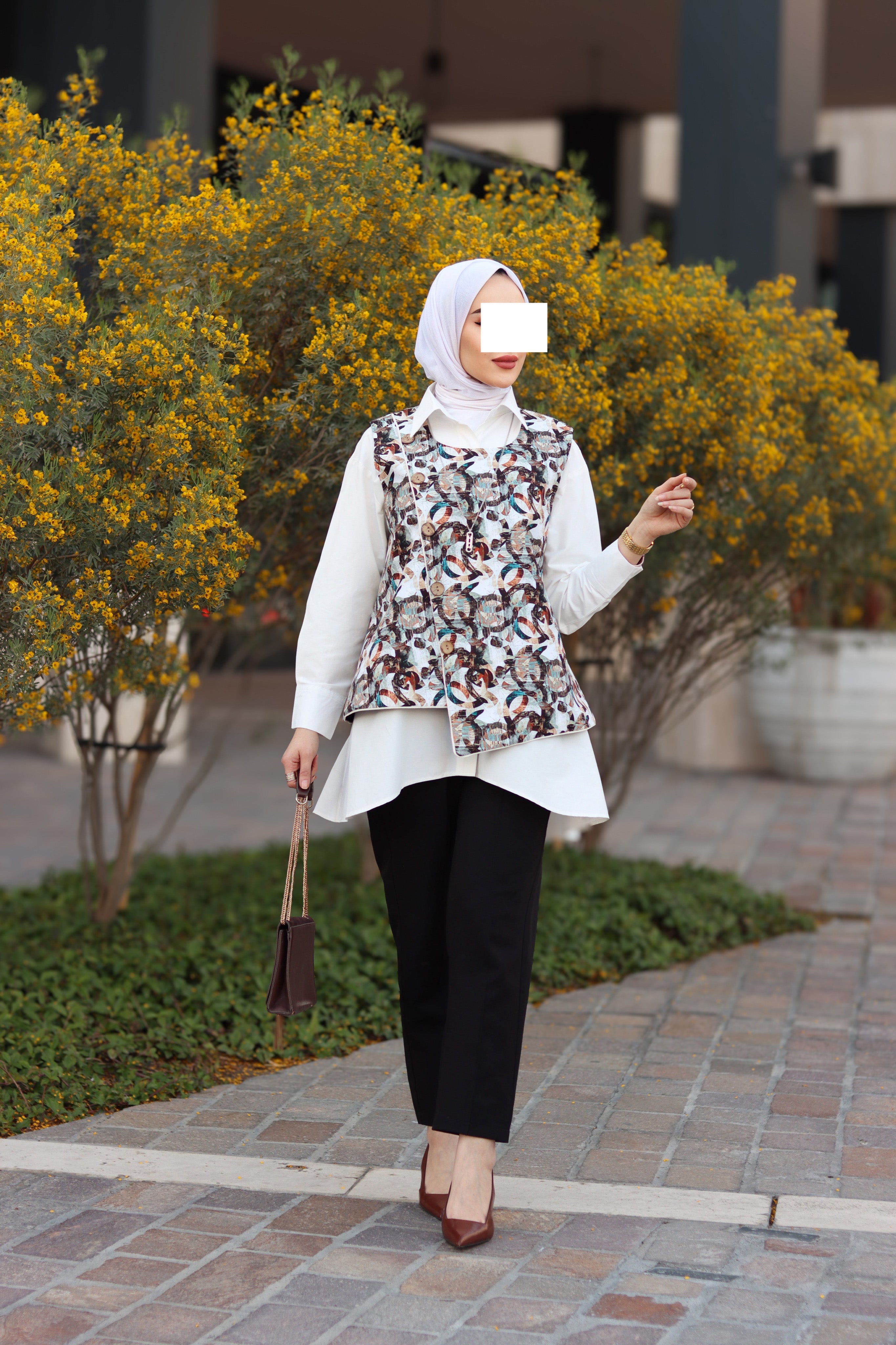 Abstract Harmony Poplin Shirt & Vest
