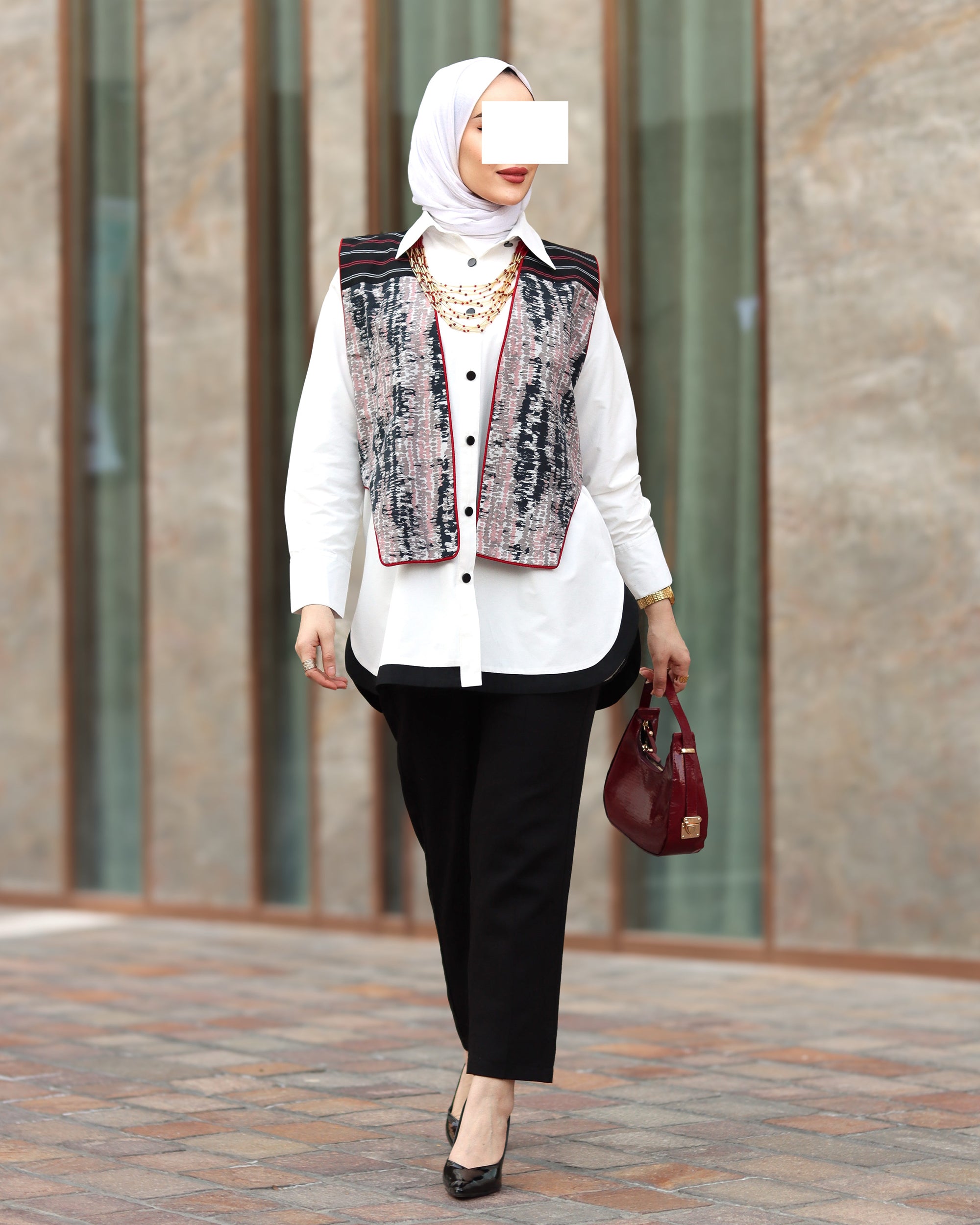 Crimson Edge Poplin Shirt & Vest