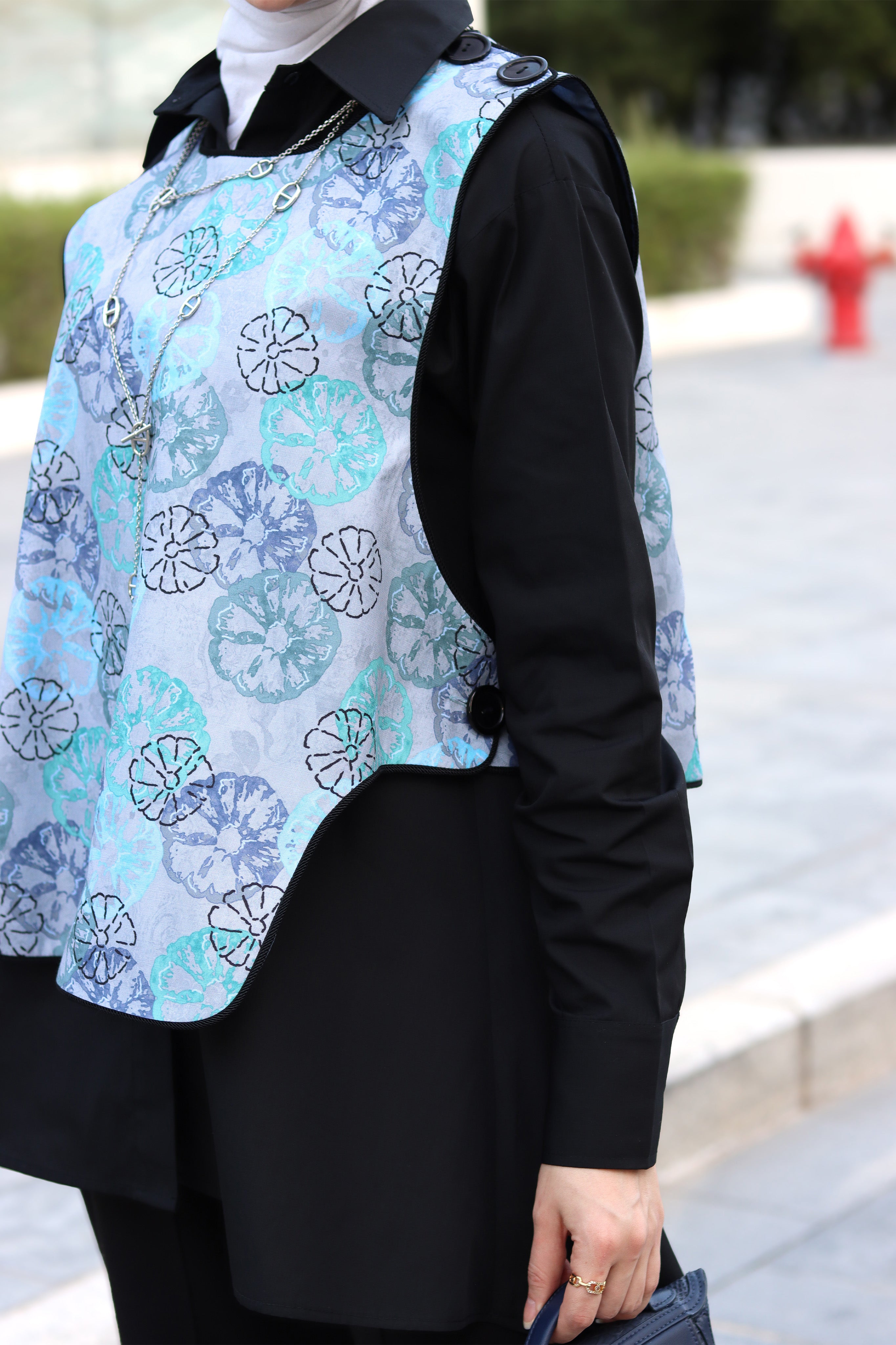 Aqua Bloom Poplin Shirt & Vest