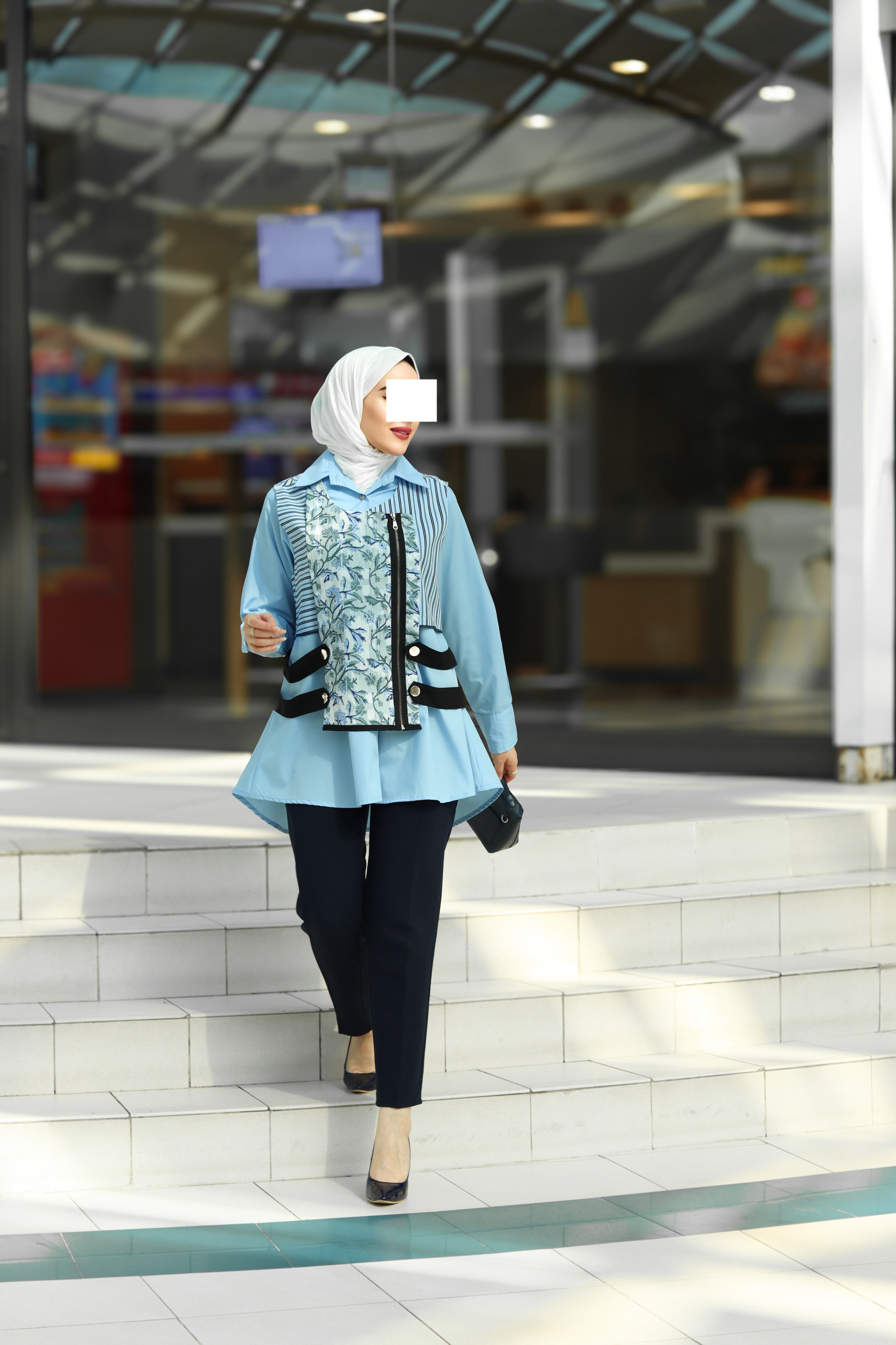Sky Blue Poplin Vest Shirt