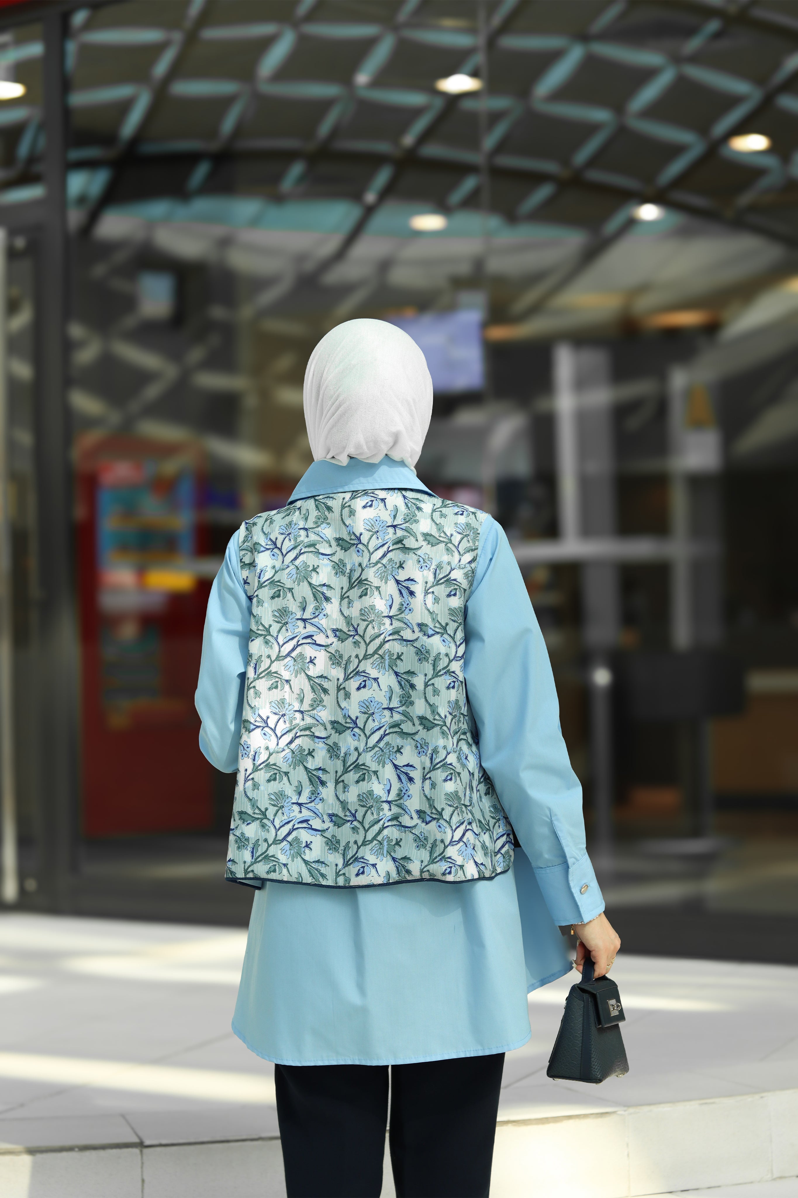 Sky Blue Poplin Vest Shirt