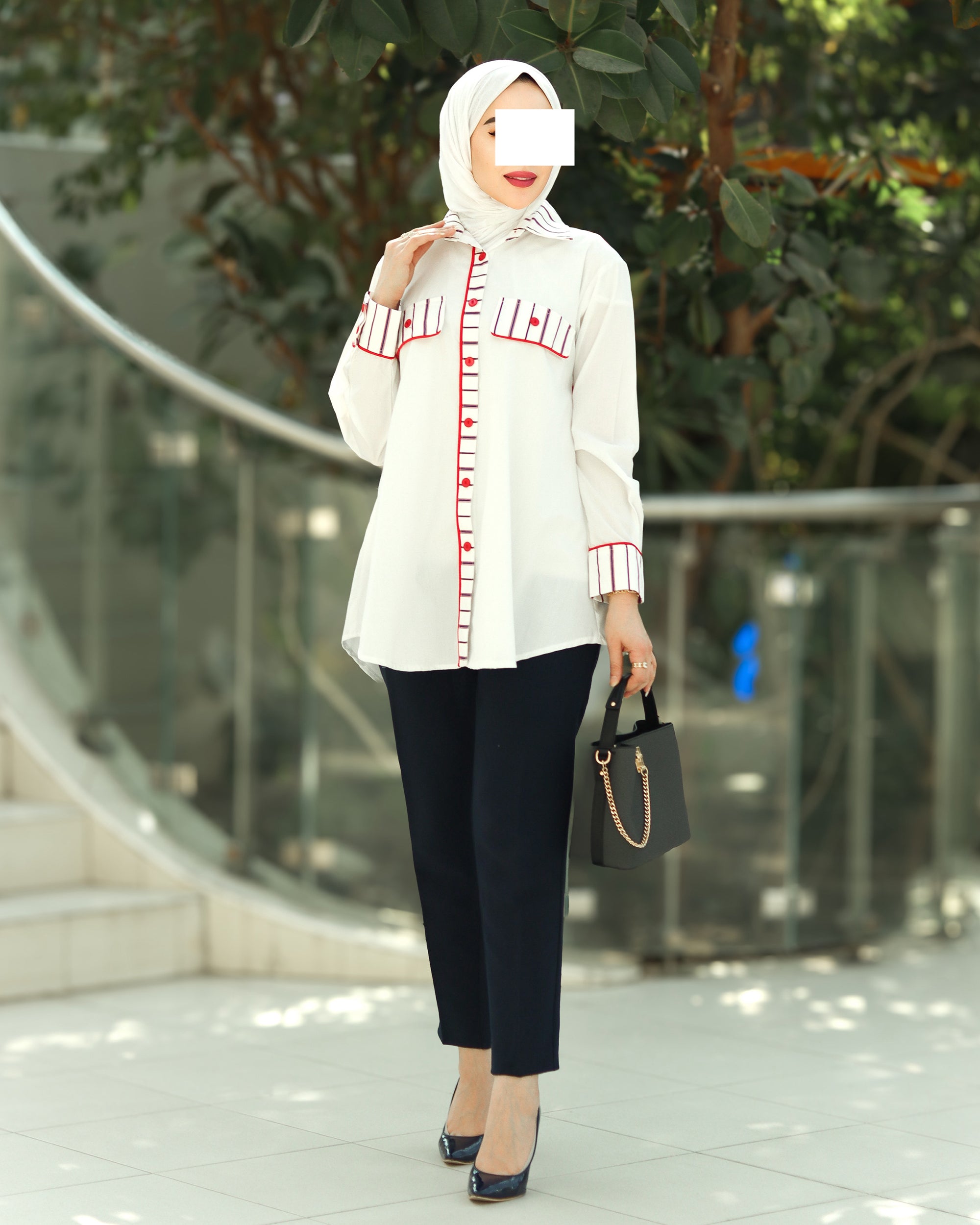 قميص بوبلين كريمسون ستيتش