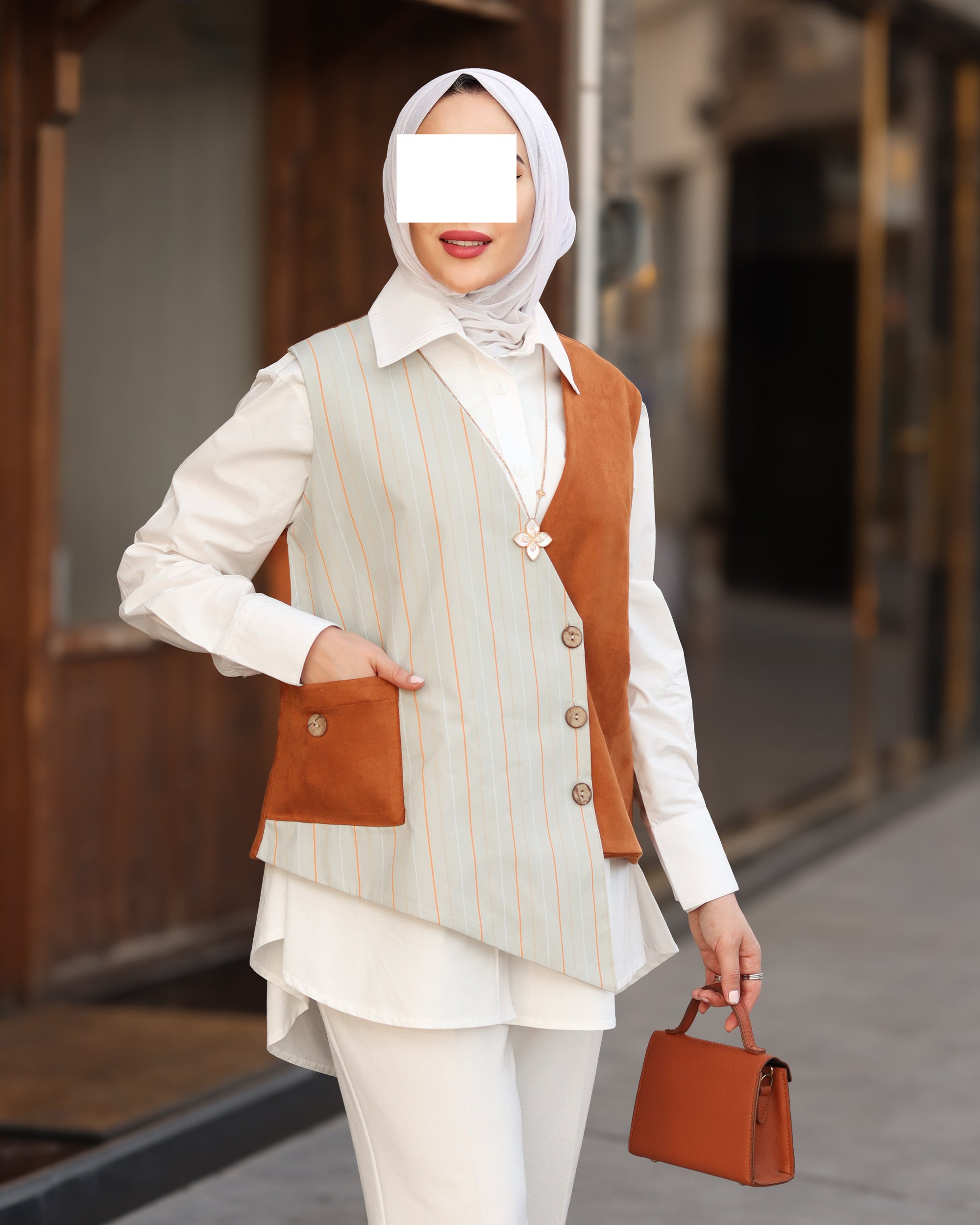 مجموعة سترة من البوبلين والشاموا من أمبر لاين