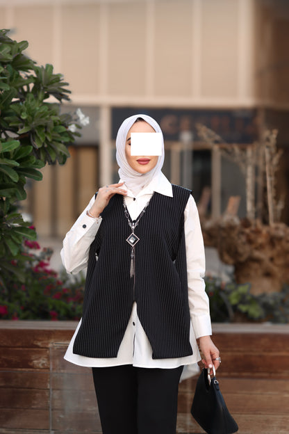 Pinstripe Harmony Poplin & Chamois Vest Set