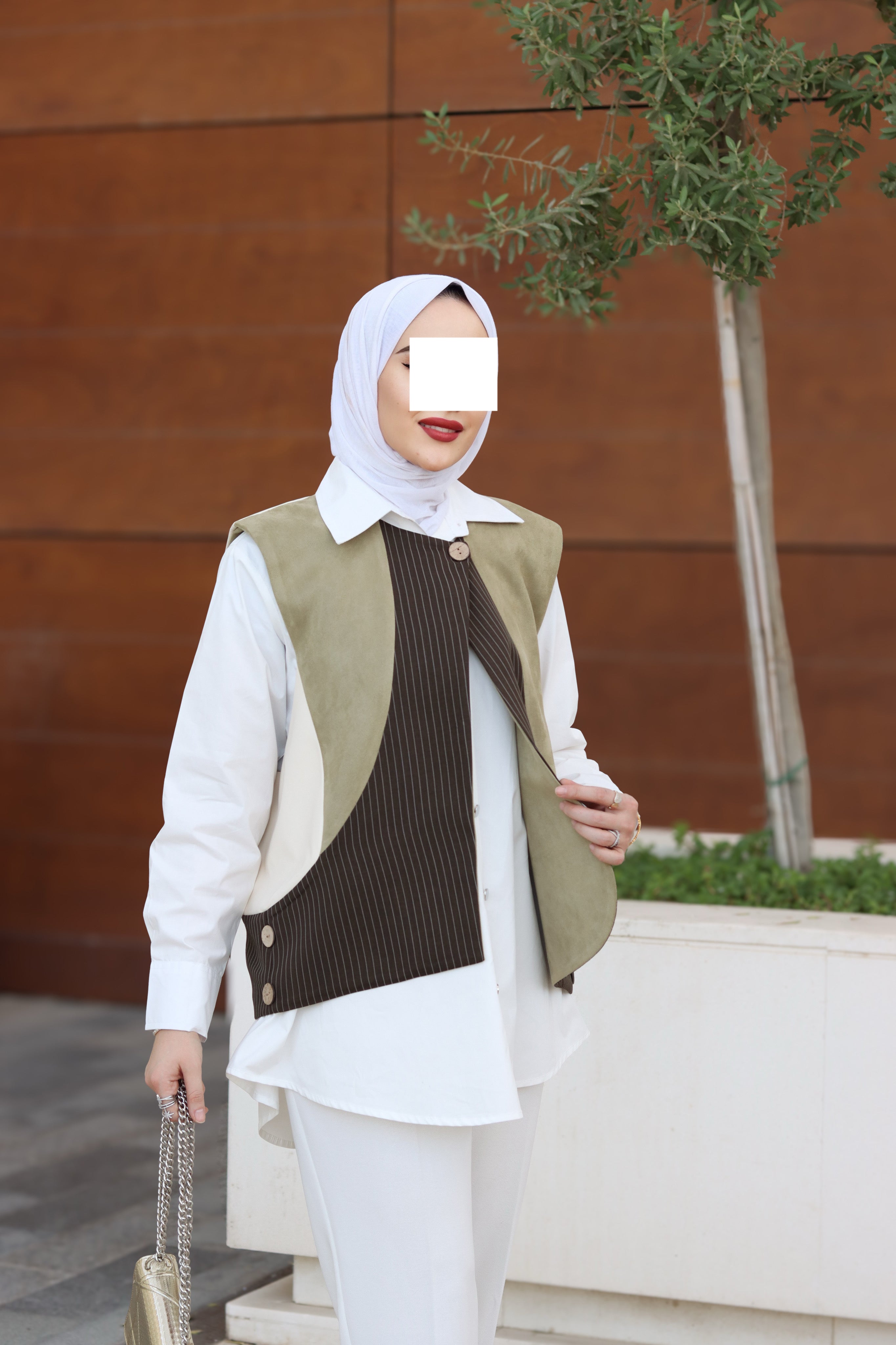 Sage Drift Poplin & Chamois Vest Set