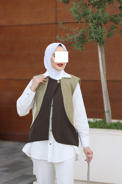 Sage Drift Poplin & Chamois Vest Set