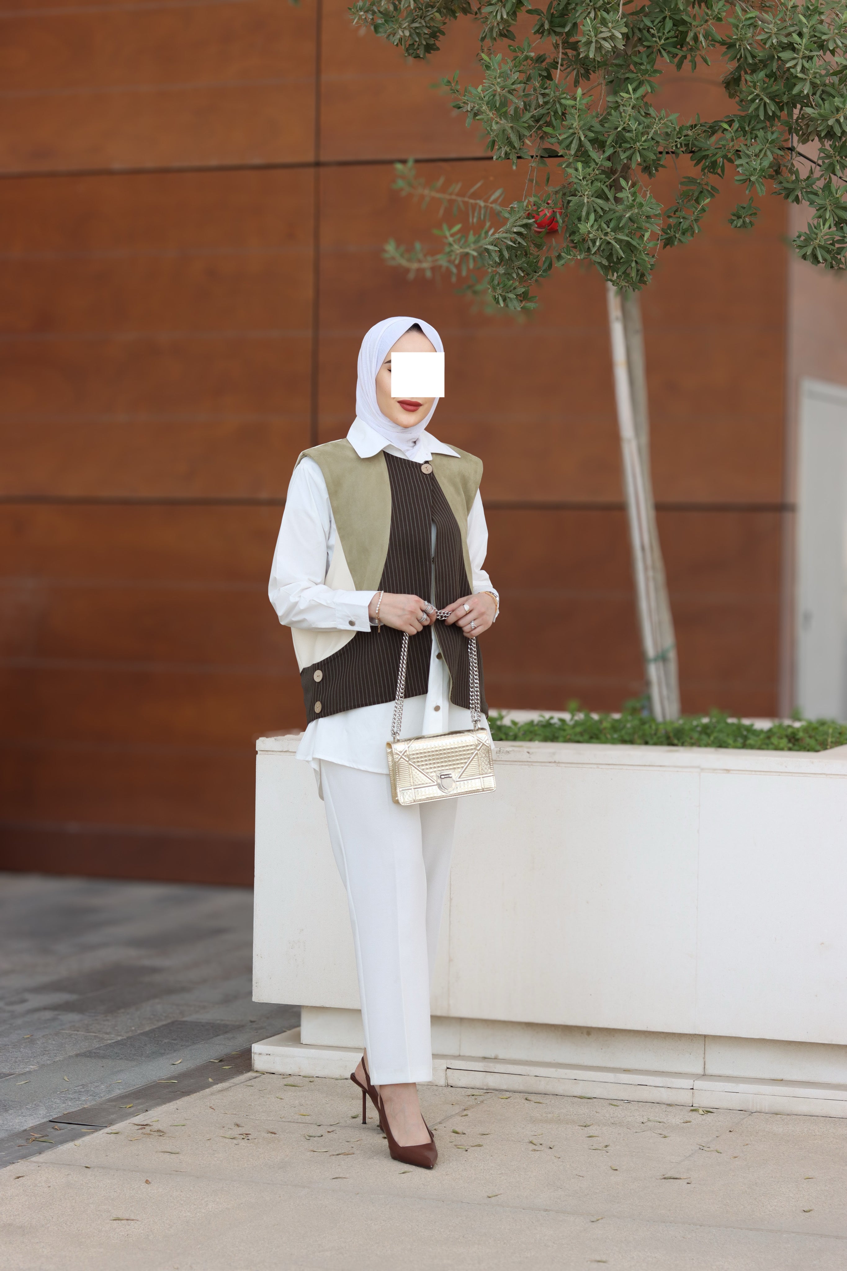 Sage Drift Poplin & Chamois Vest Set