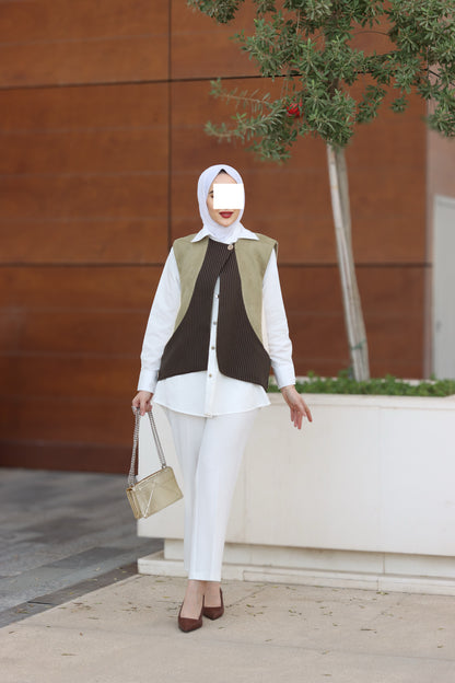 Sage Drift Poplin & Chamois Vest Set