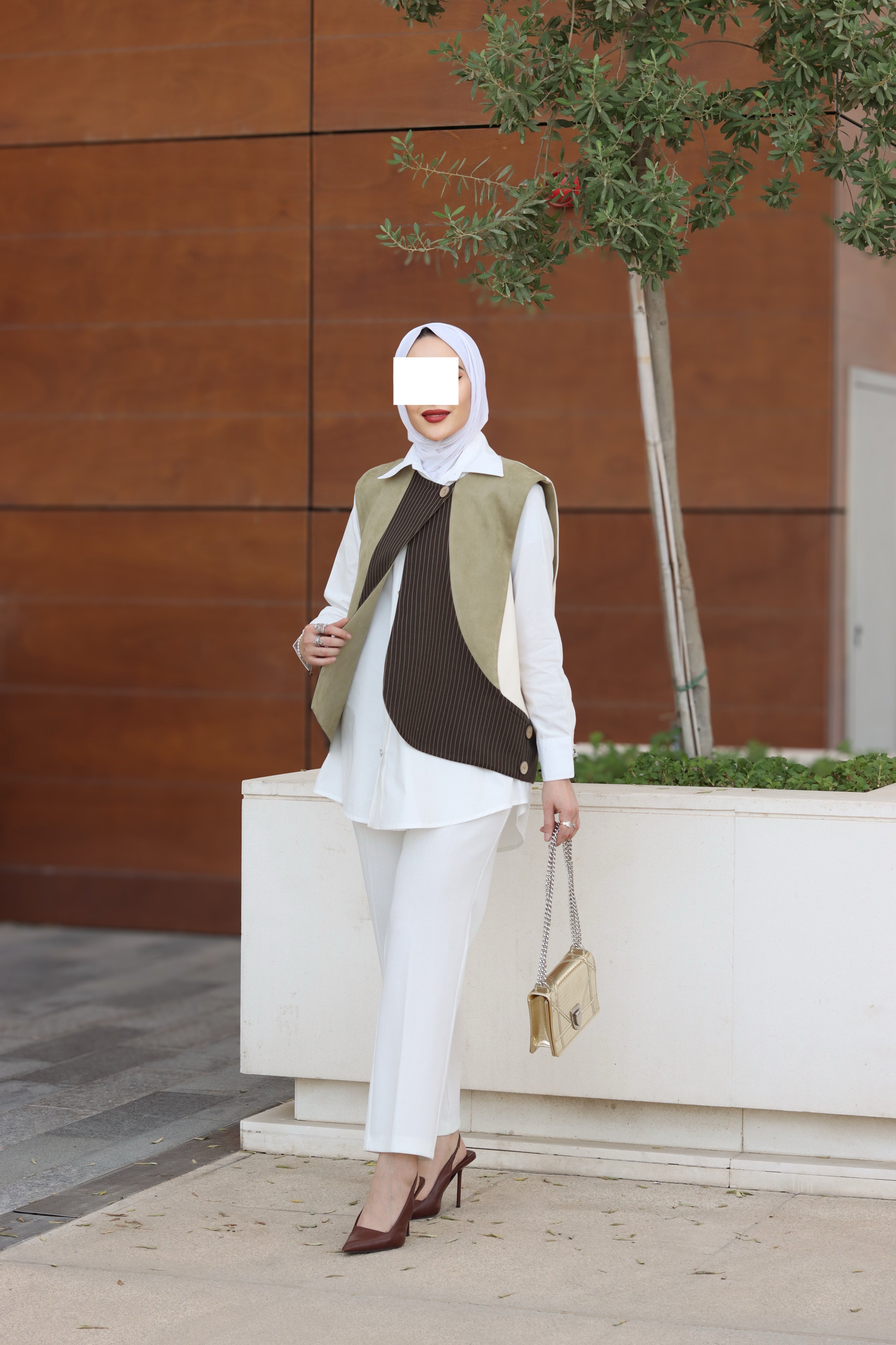 Sage Drift Poplin & Chamois Vest Set