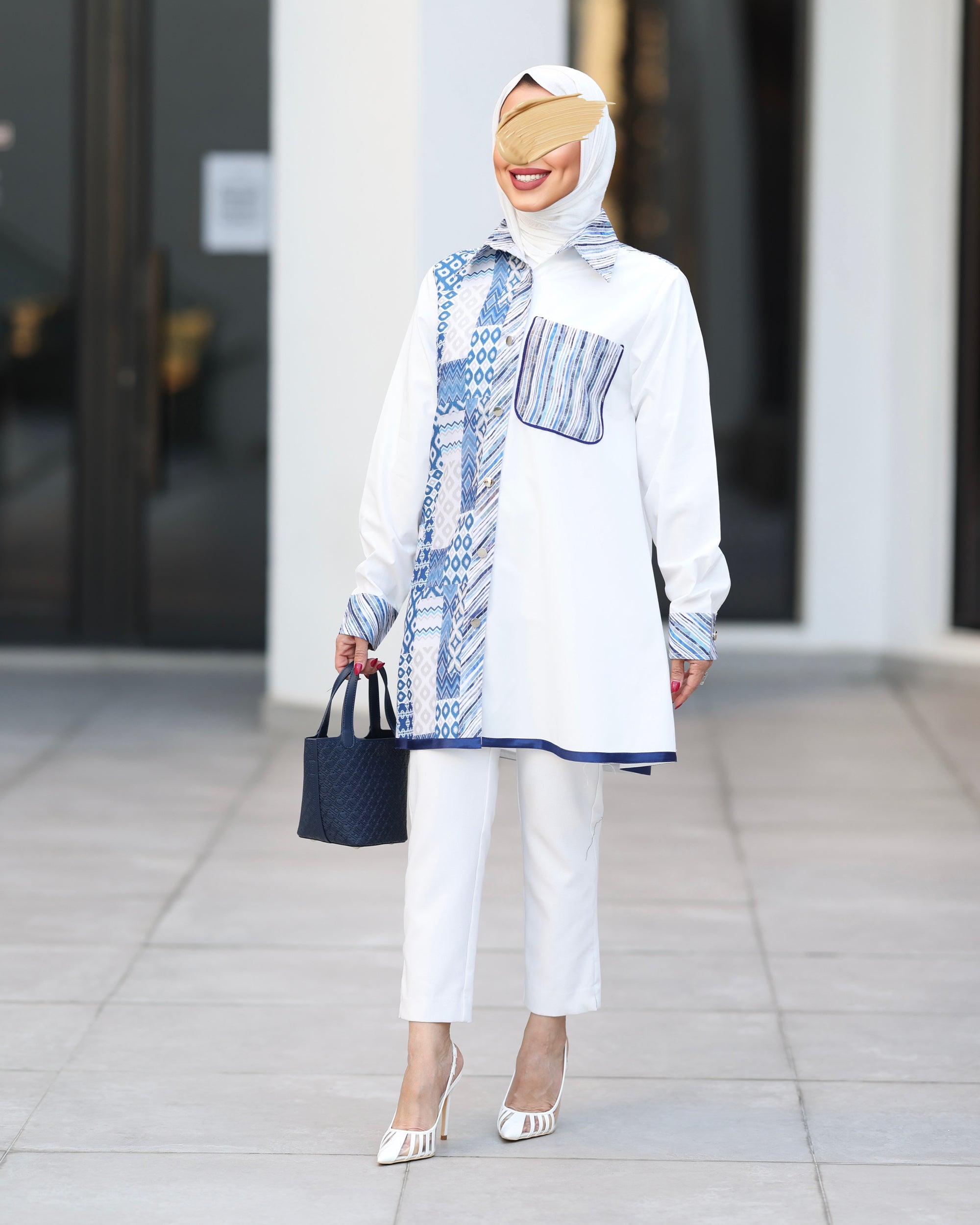 Azure Mosaic Poplin Shirt