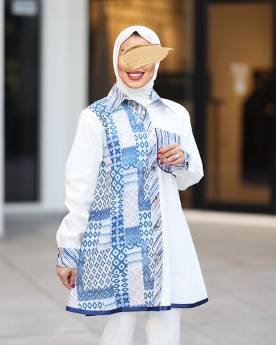 Azure Mosaic Poplin Shirt