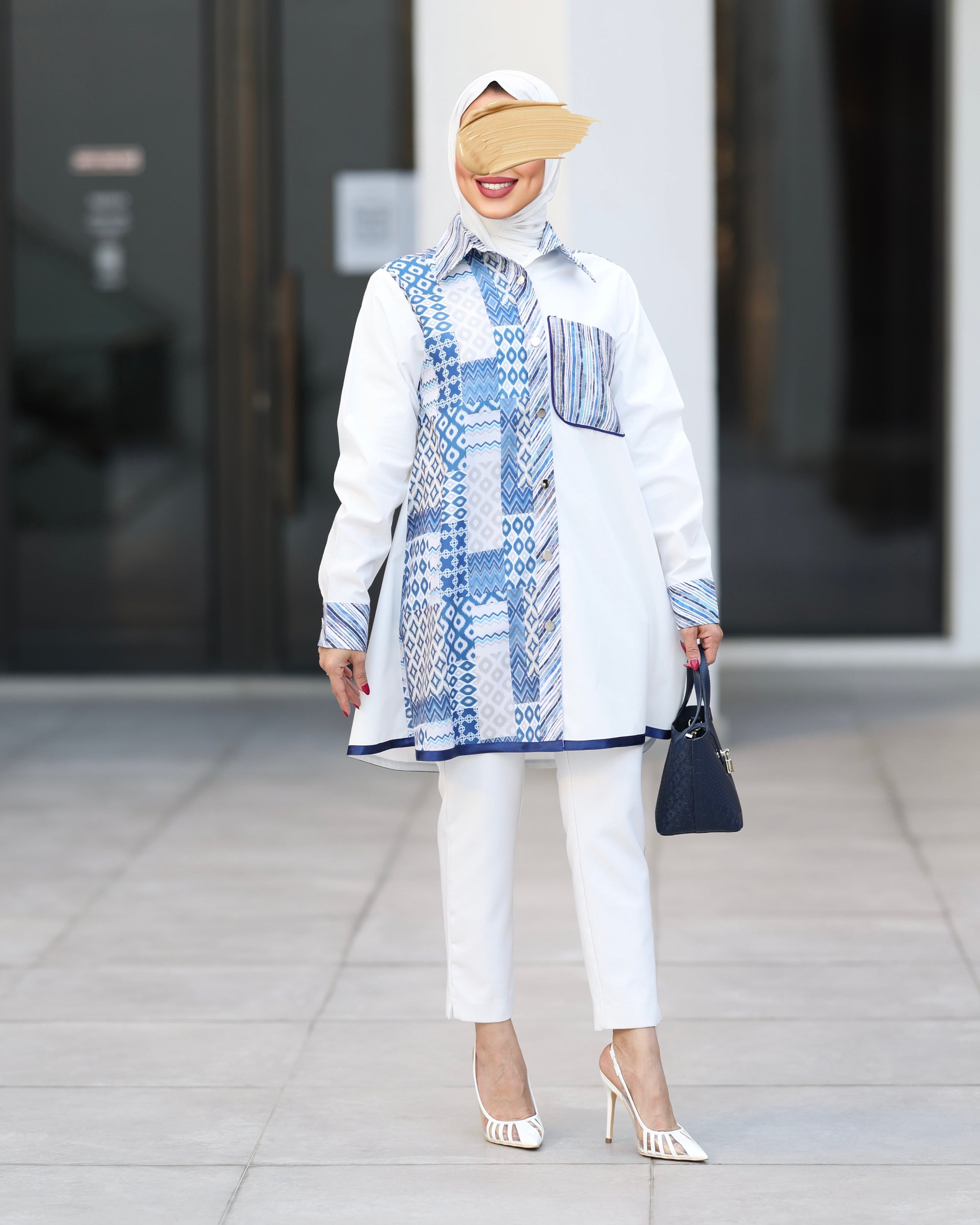 Azure Mosaic Poplin Shirt