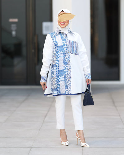 Azure Mosaic Poplin Shirt