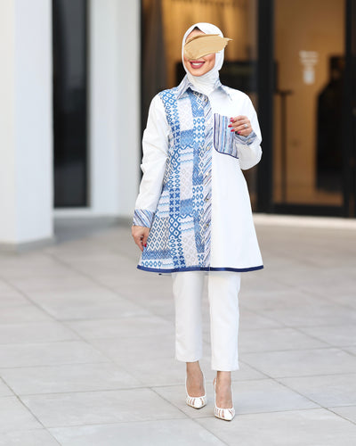 Azure Mosaic Poplin Shirt