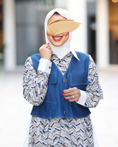 قميص الطبقات بجاذبية الدنيم
