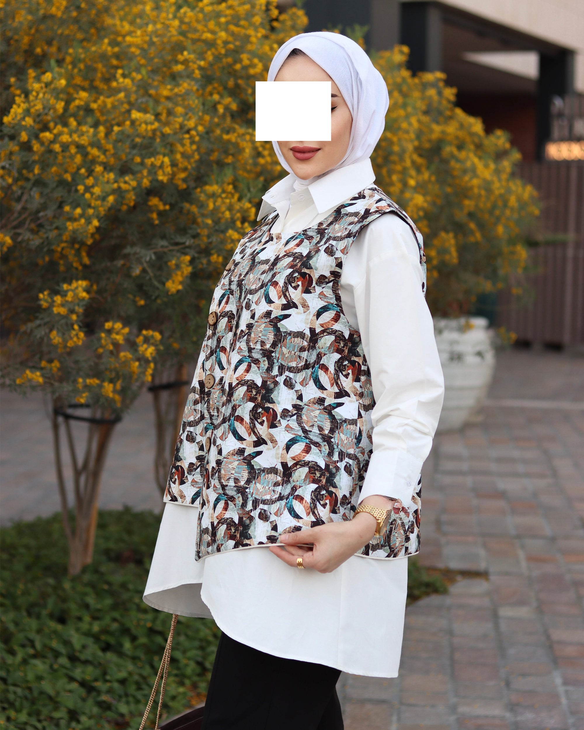 Abstract Harmony Poplin Shirt & Vest