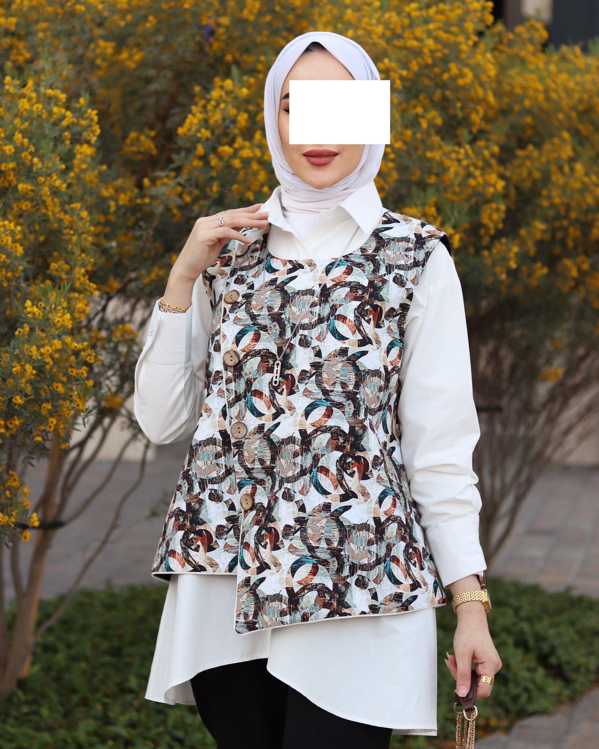 Abstract Harmony Poplin Shirt & Vest