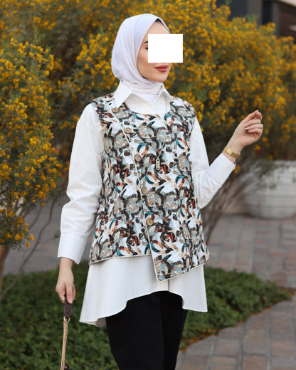 Abstract Harmony Poplin Shirt & Vest