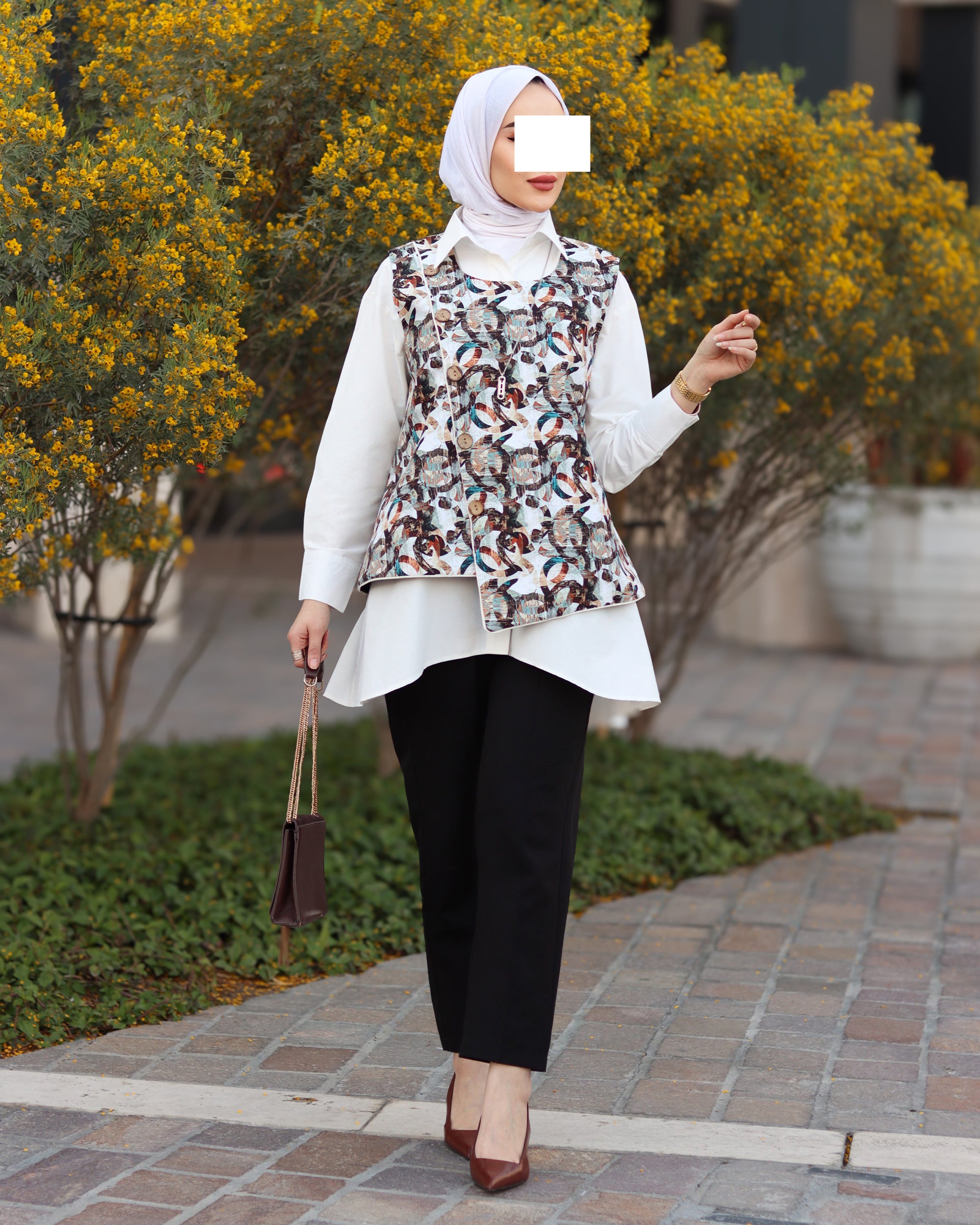 Abstract Harmony Poplin Shirt & Vest