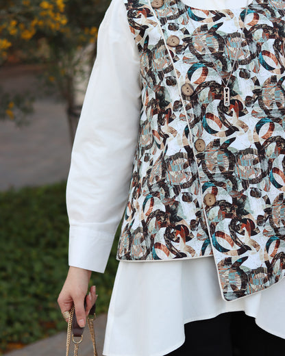 Abstract Harmony Poplin Shirt & Vest