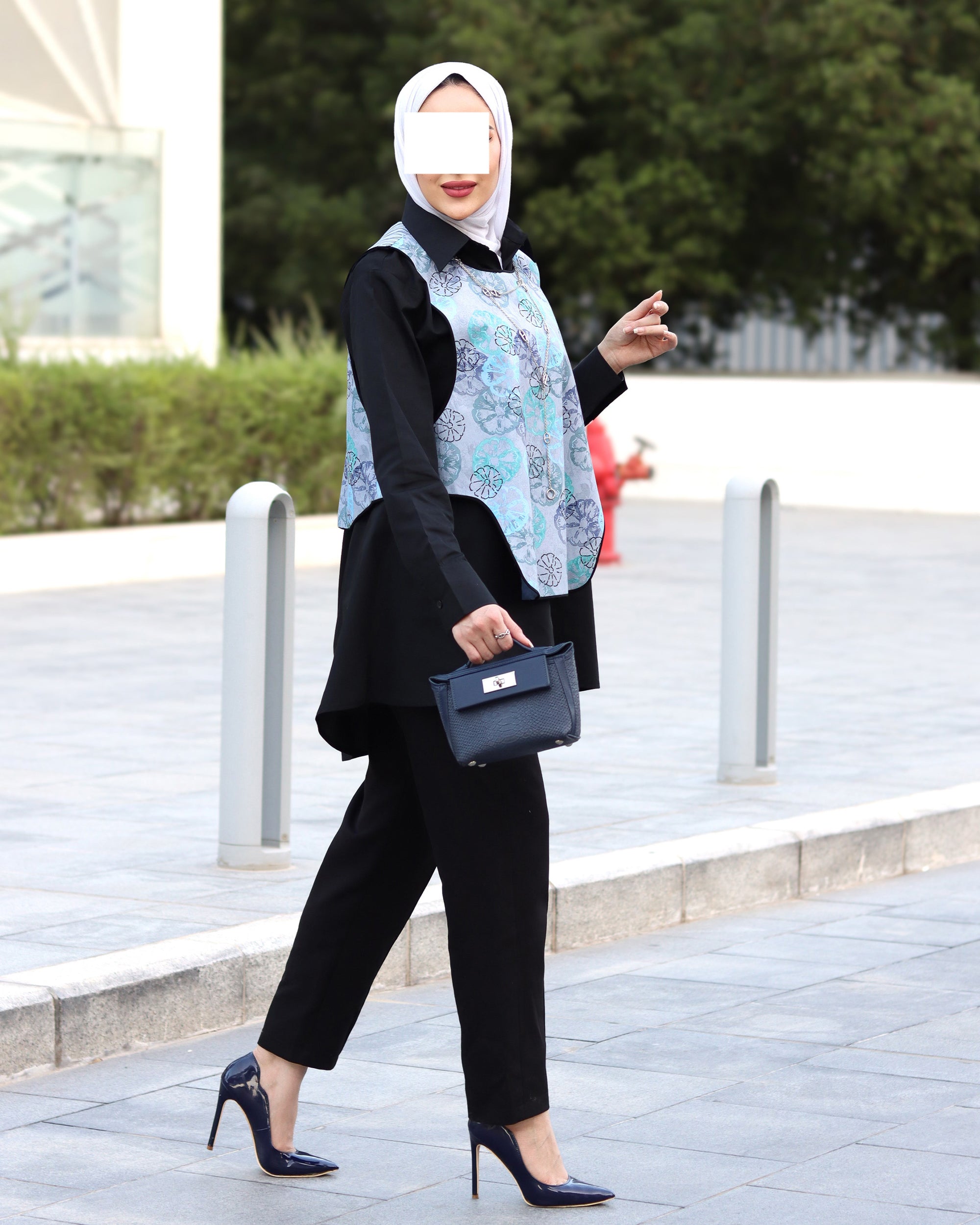 Aqua Bloom Poplin Shirt & Vest