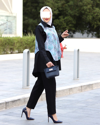 Aqua Bloom Poplin Shirt & Vest