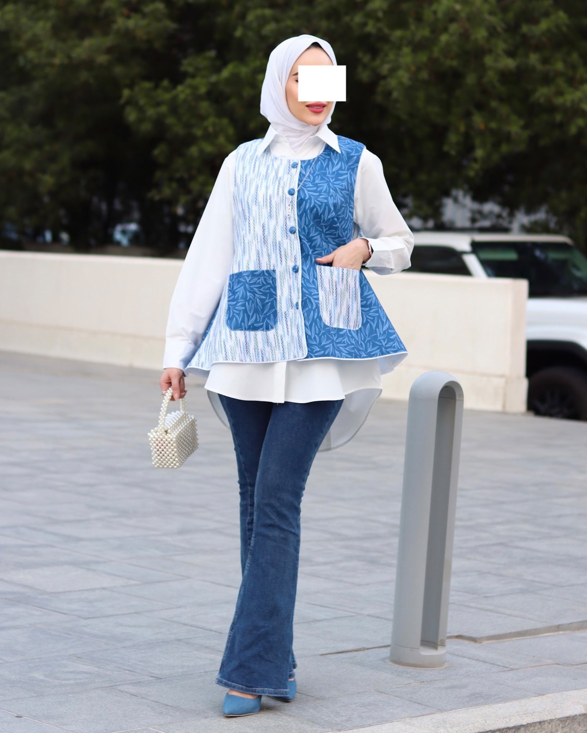 قميص و سترة بوبلين أوراق المحيط