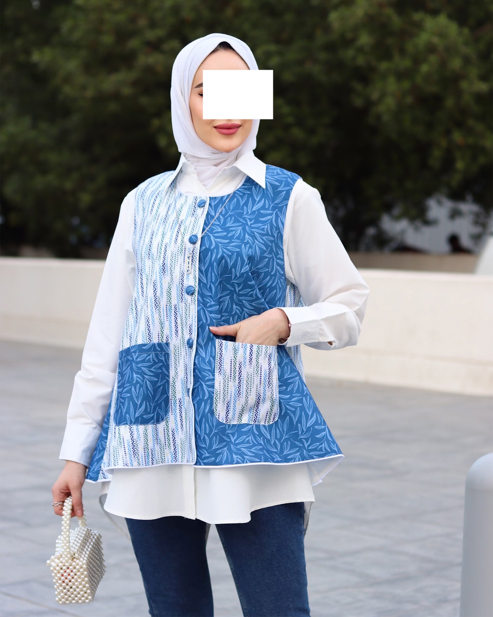 قميص و سترة بوبلين أوراق المحيط