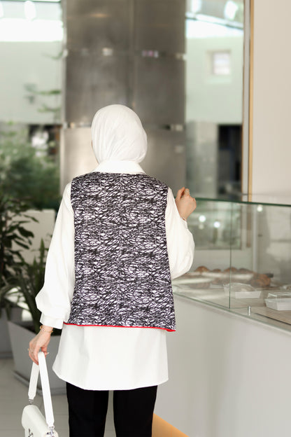 Monochrome Poplin Layered Shirt & Vest