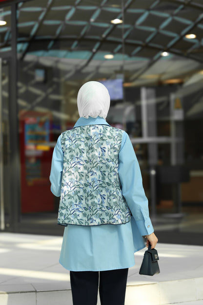 Sky Blue Poplin Vest Shirt