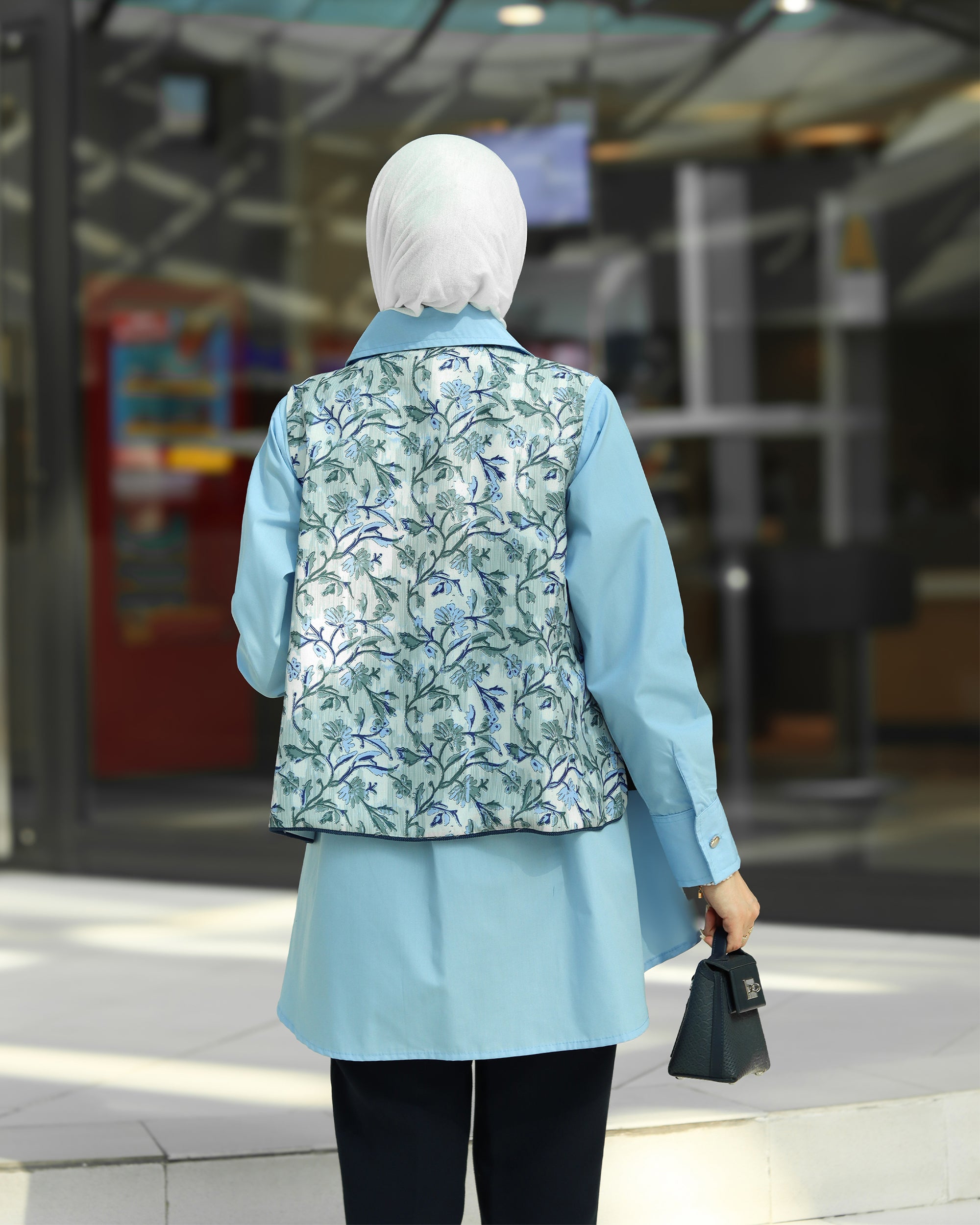 قميص سترة بوبلين أزرق سماوي