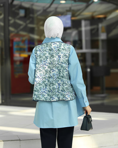 قميص سترة بوبلين أزرق سماوي