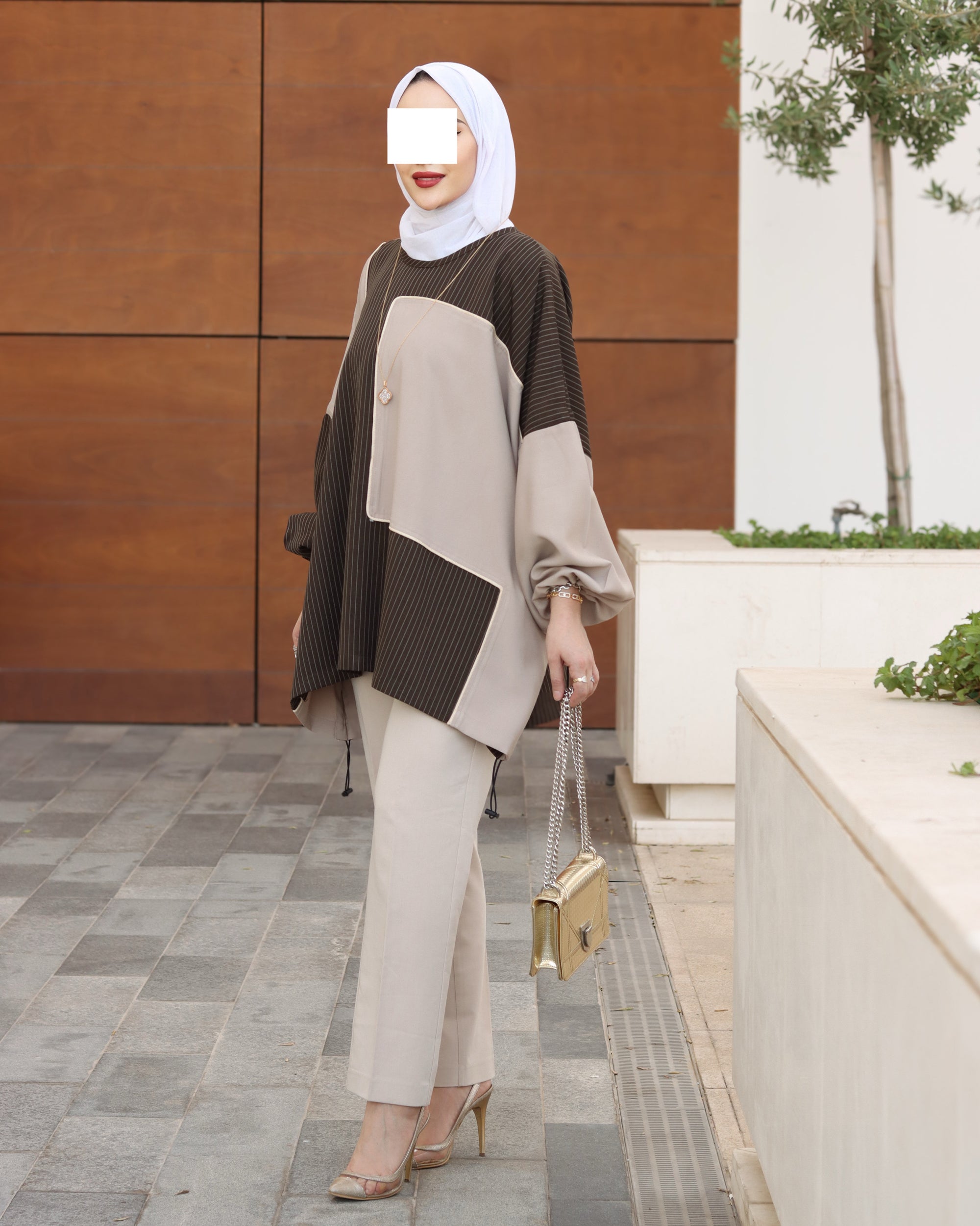 مجموعة سترة إسبريسو هارموني من البوبلين والشاموا