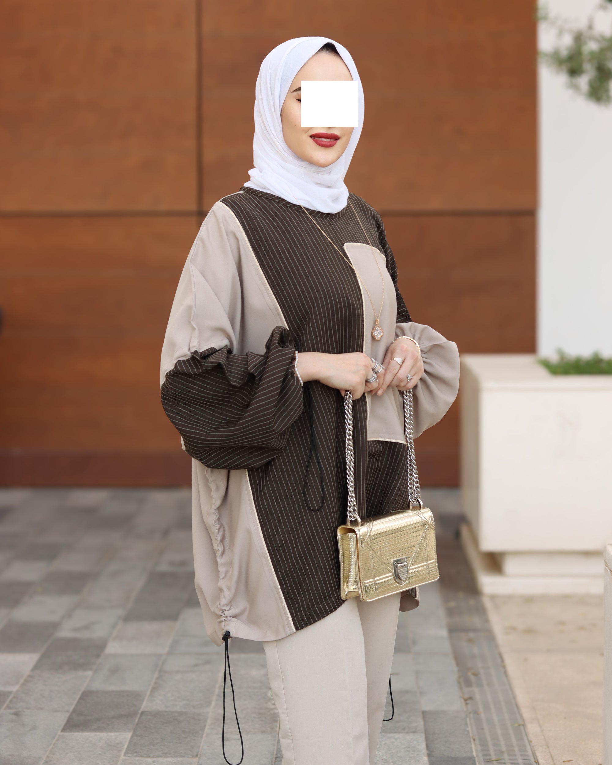 مجموعة سترة إسبريسو هارموني من البوبلين والشاموا