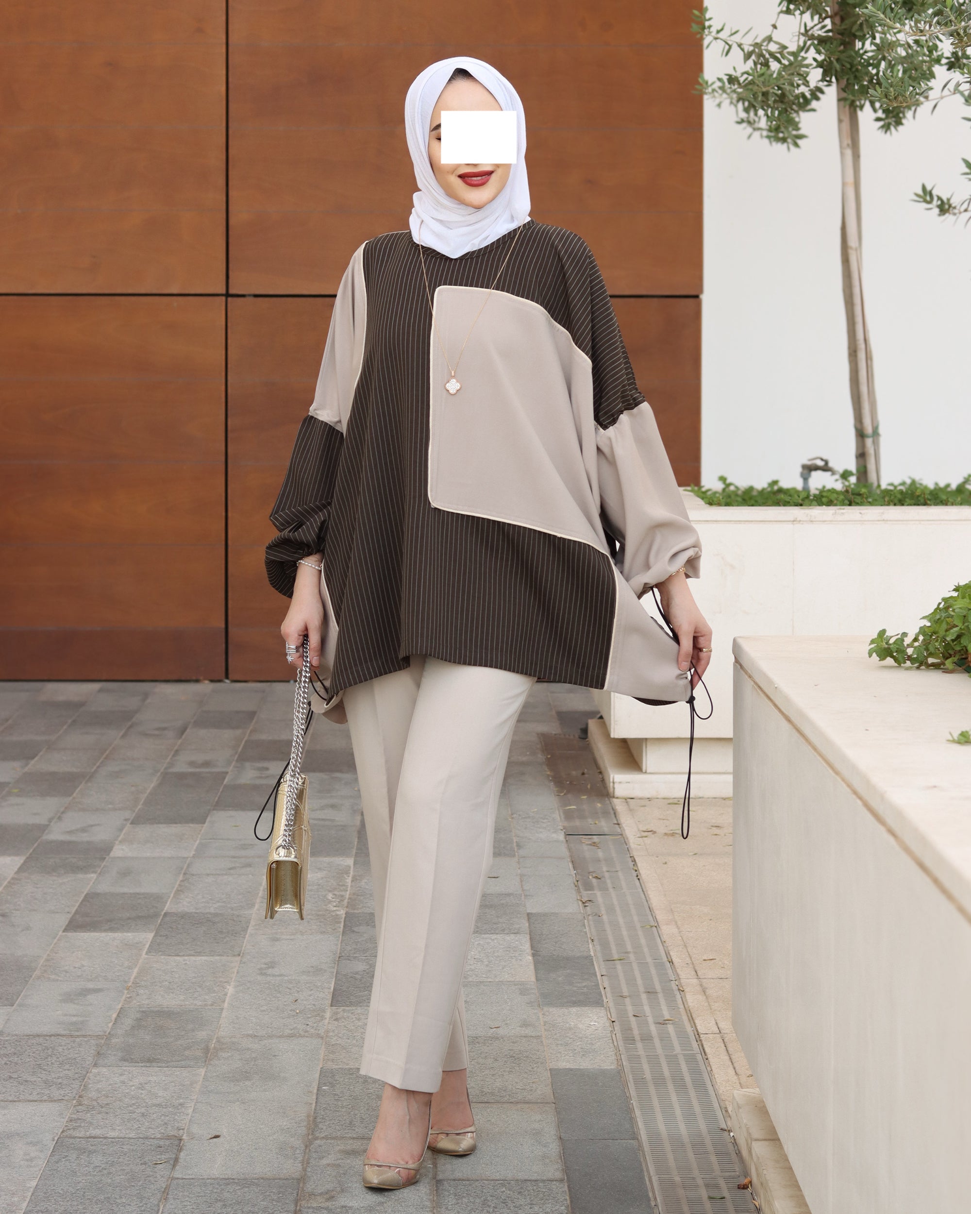 مجموعة سترة إسبريسو هارموني من البوبلين والشاموا