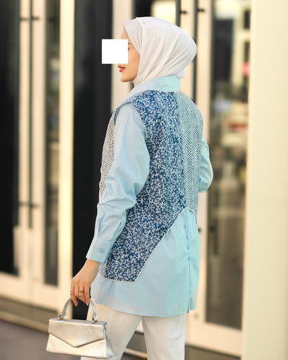 Azure Tapestry Poplin Shirt