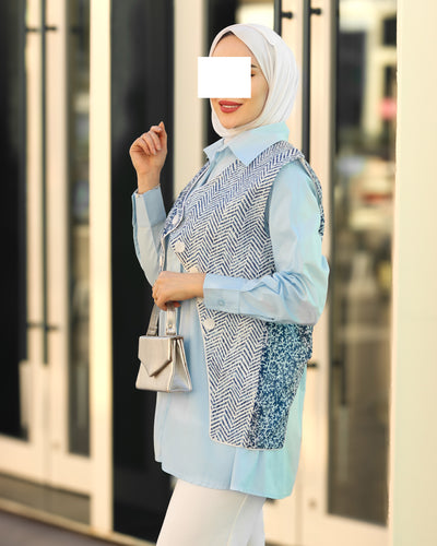 Azure Tapestry Poplin Shirt