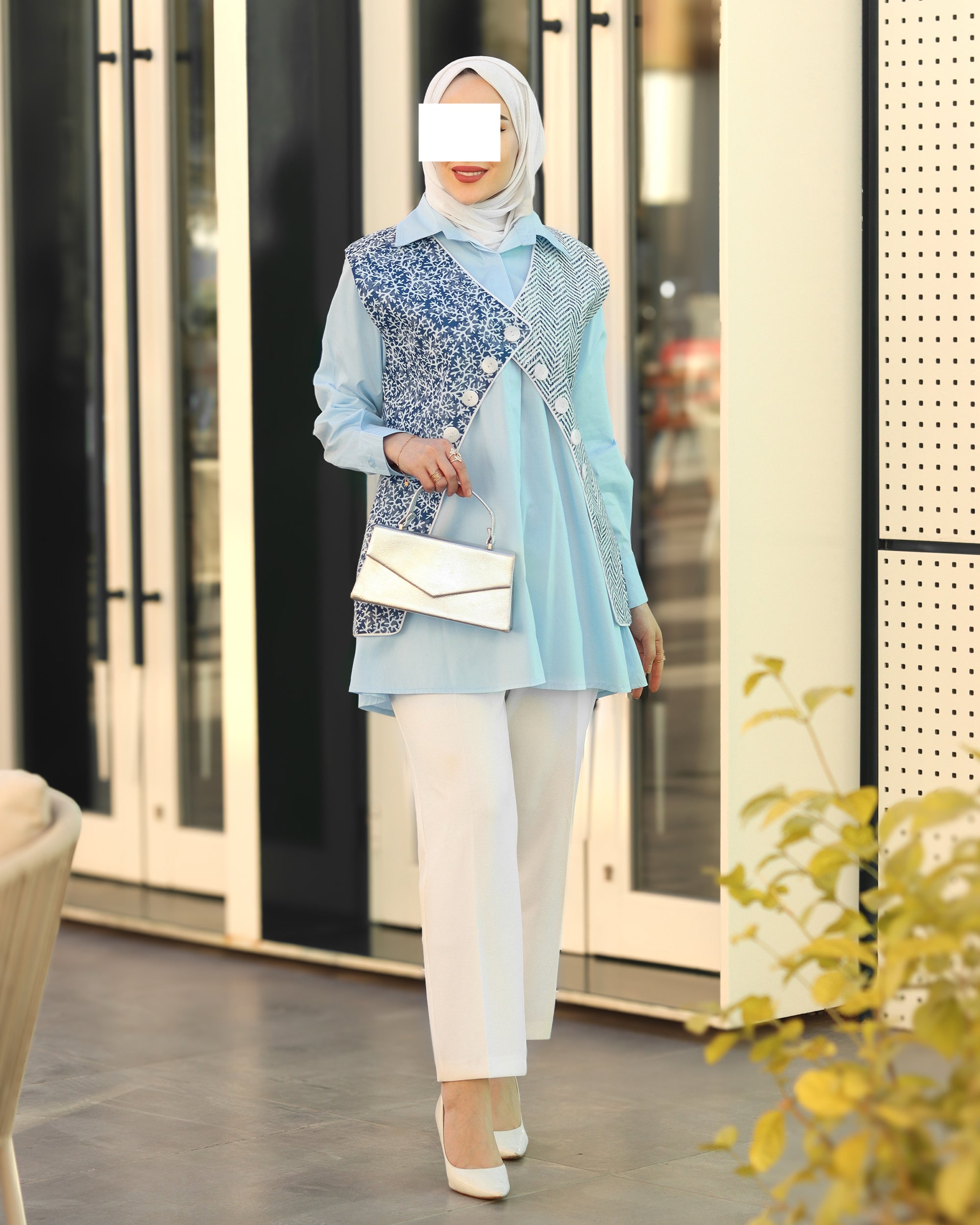 Azure Tapestry Poplin Shirt