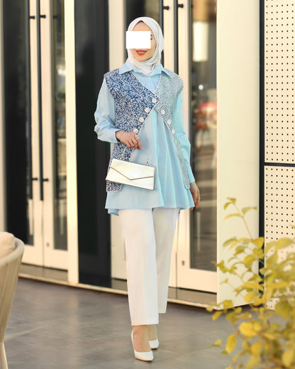 Azure Tapestry Poplin Shirt