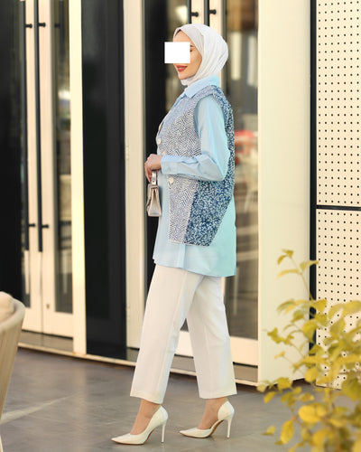 Azure Tapestry Poplin Shirt